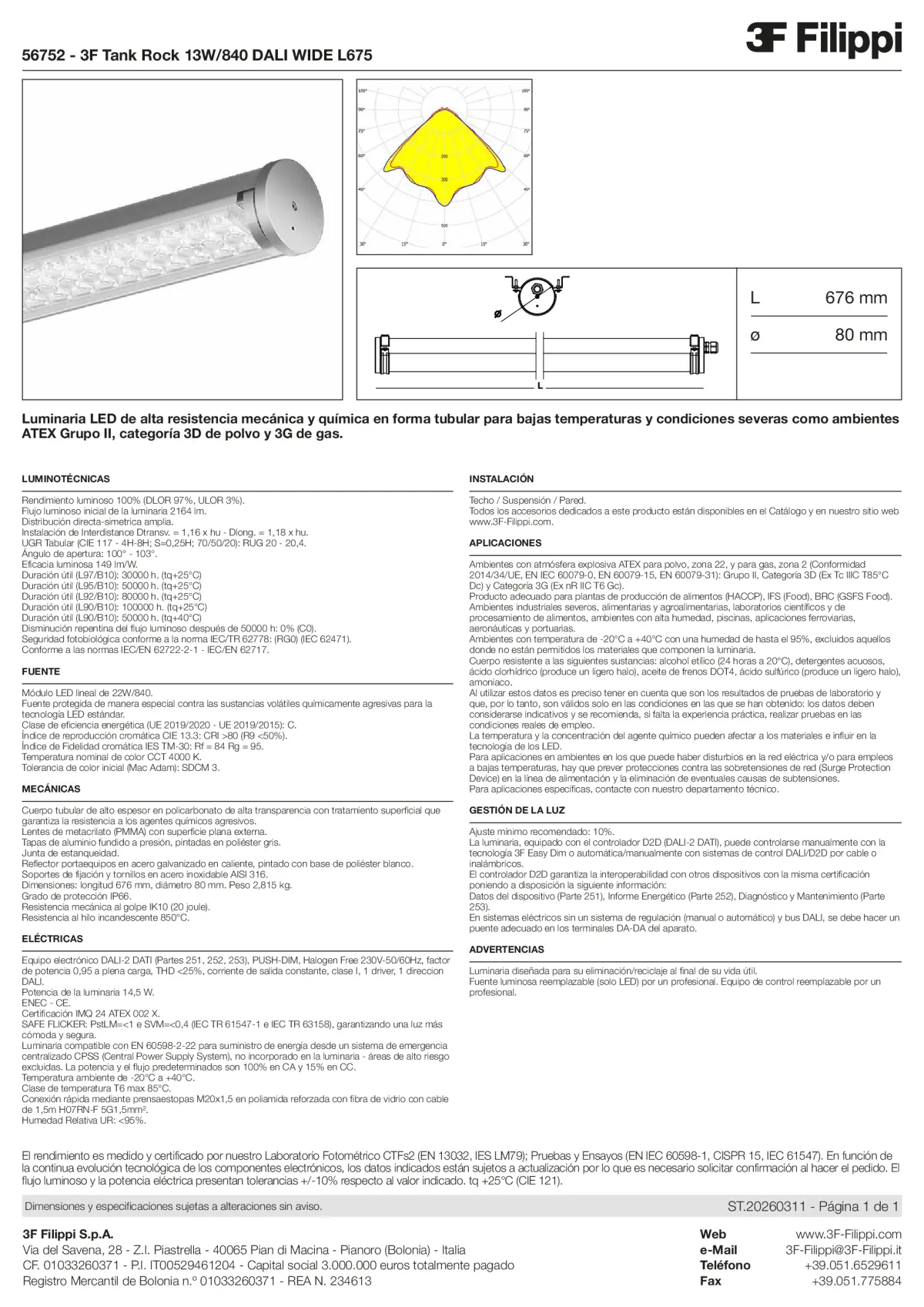 56752 - 3F Tank Rock 13W-840 DALI WIDE L675 - Datasheet - es