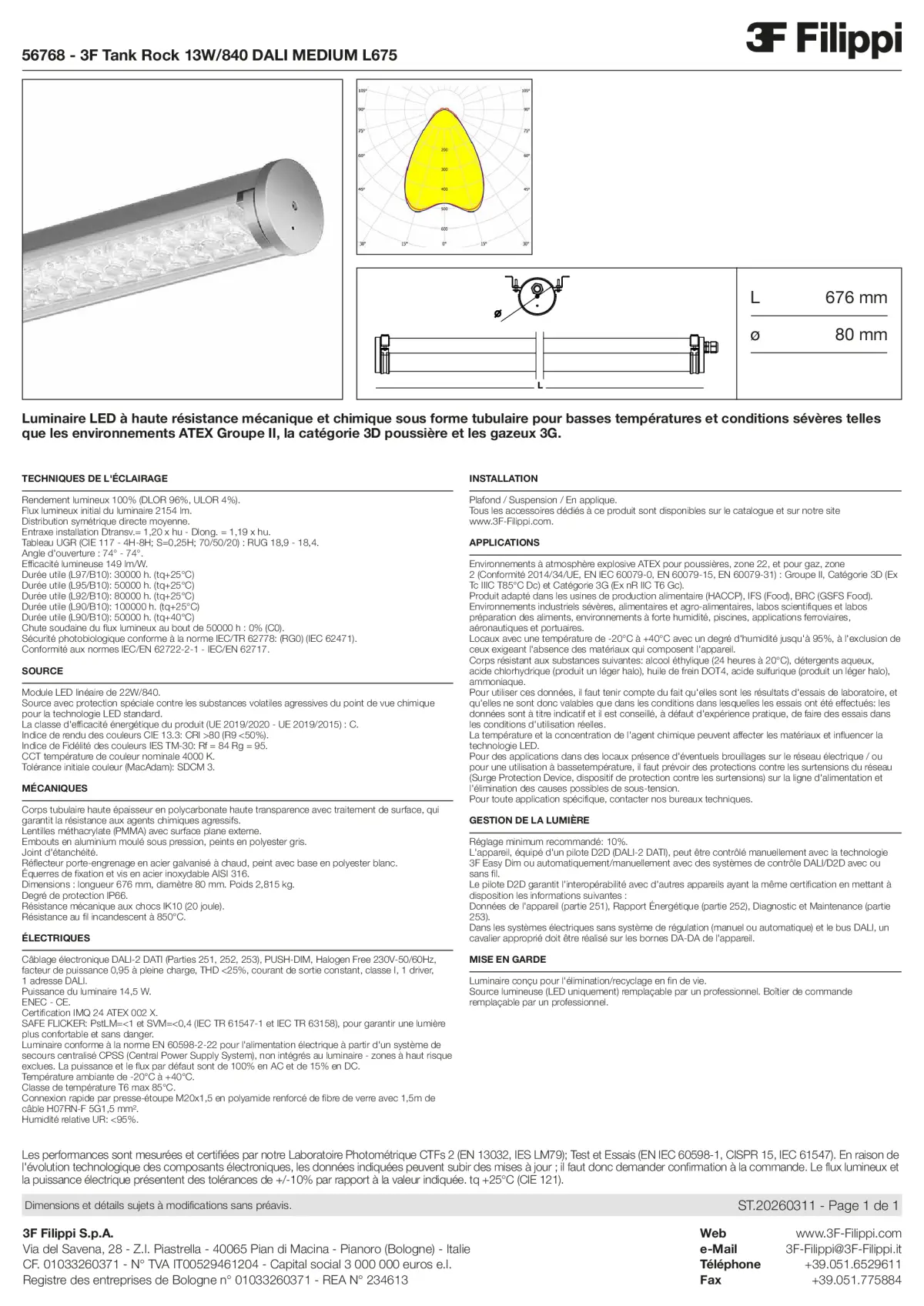 56768 - 3F Tank Rock 13W-840 DALI MEDIUM L675 - Datasheet - fr