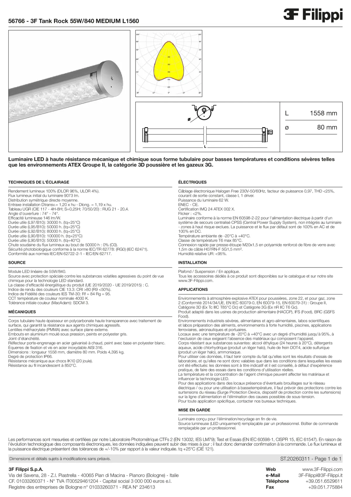 56766 - 3F Tank Rock 55W-840 MEDIUM L1560 - Datasheet - fr