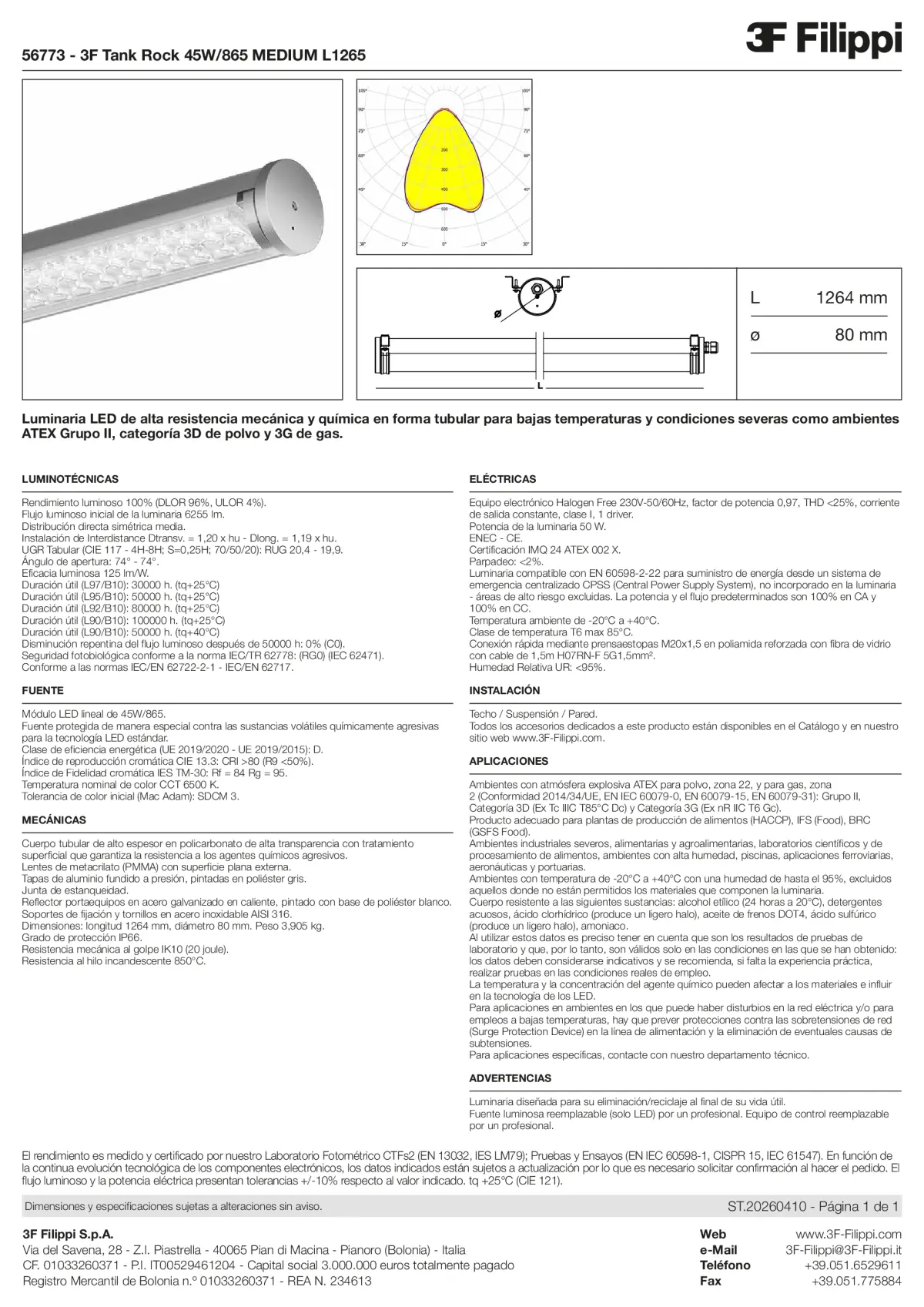 56773 - 3F Tank Rock 45W-865 MEDIUM L1265 - Datasheet - es