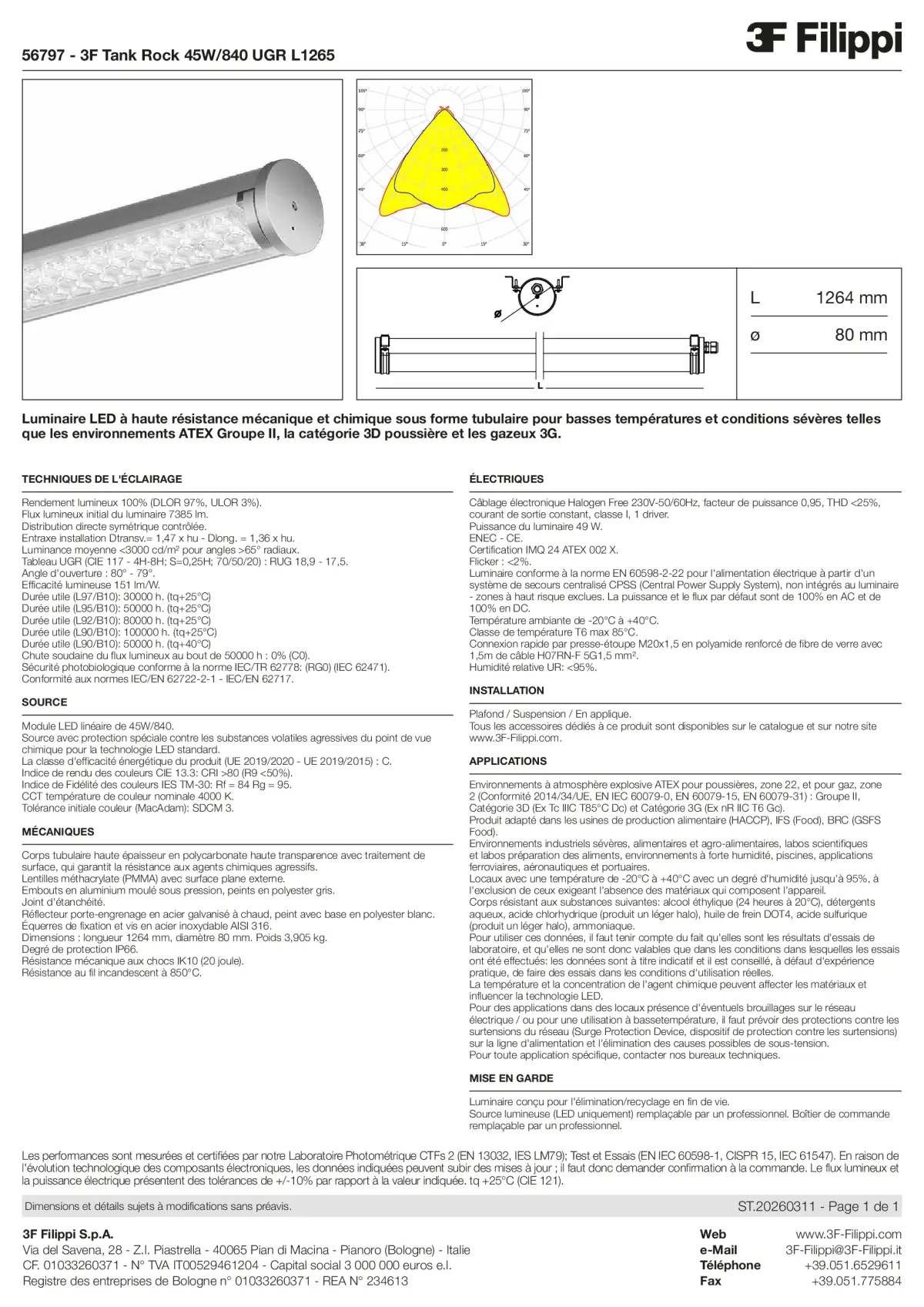 56797 - 3F Tank Rock 45W-840 UGR L1265 - Datasheet - fr