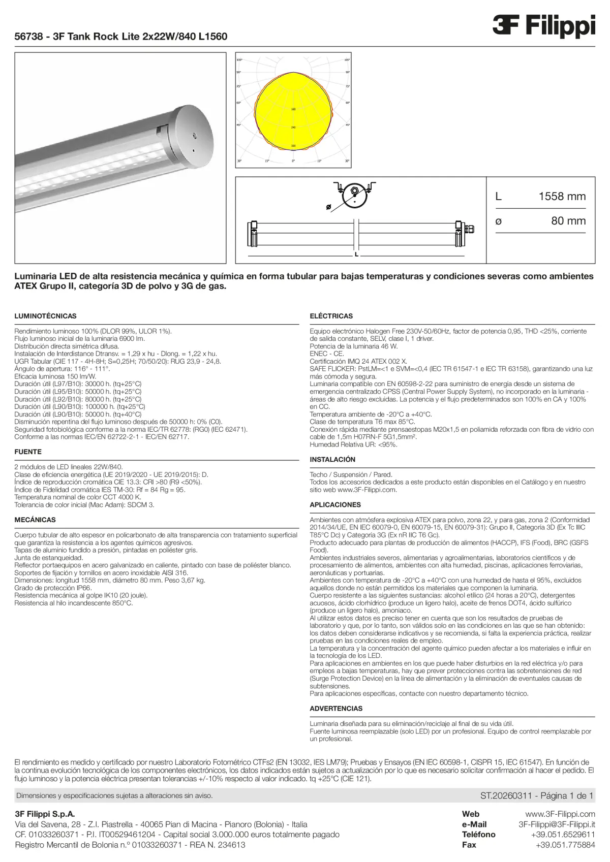 56738 - 3F Tank Rock Lite 2x22W-840 L1560 - Datasheet - es
