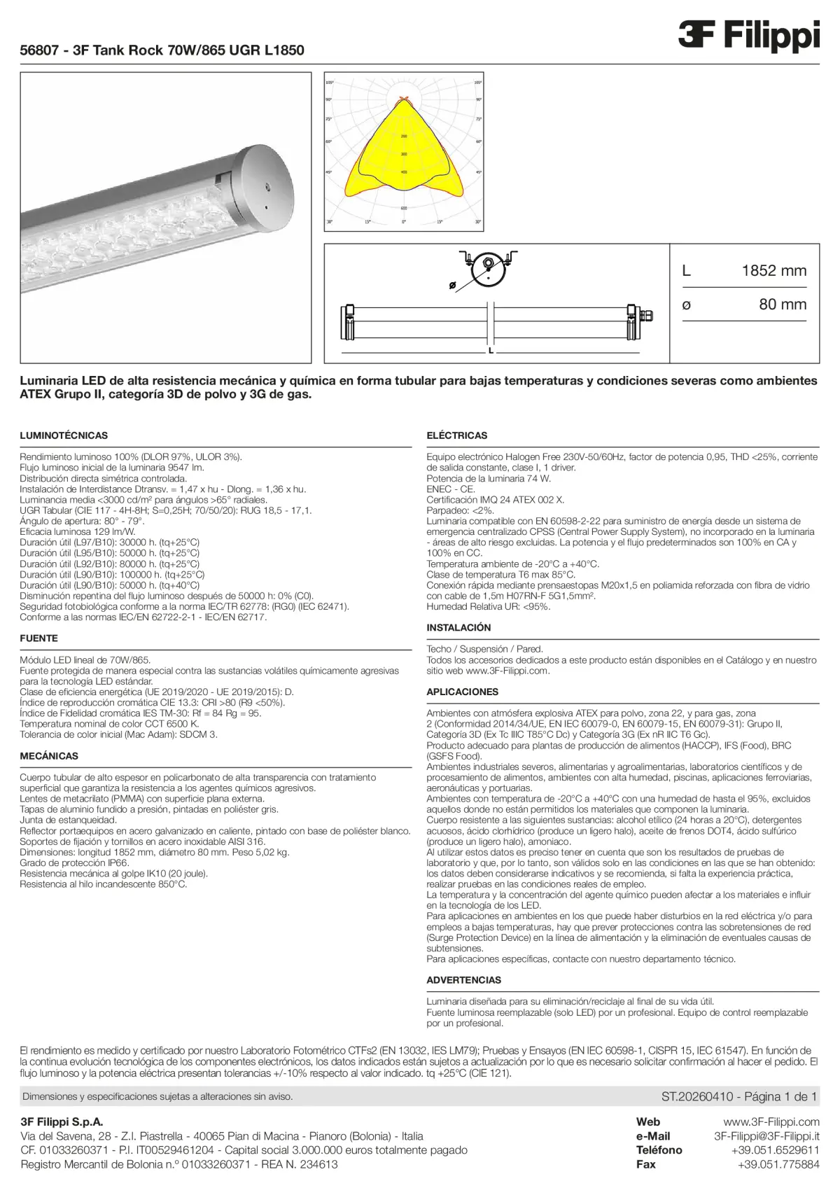 56807 - 3F Tank Rock 70W-865 UGR L1850 - Datasheet - es