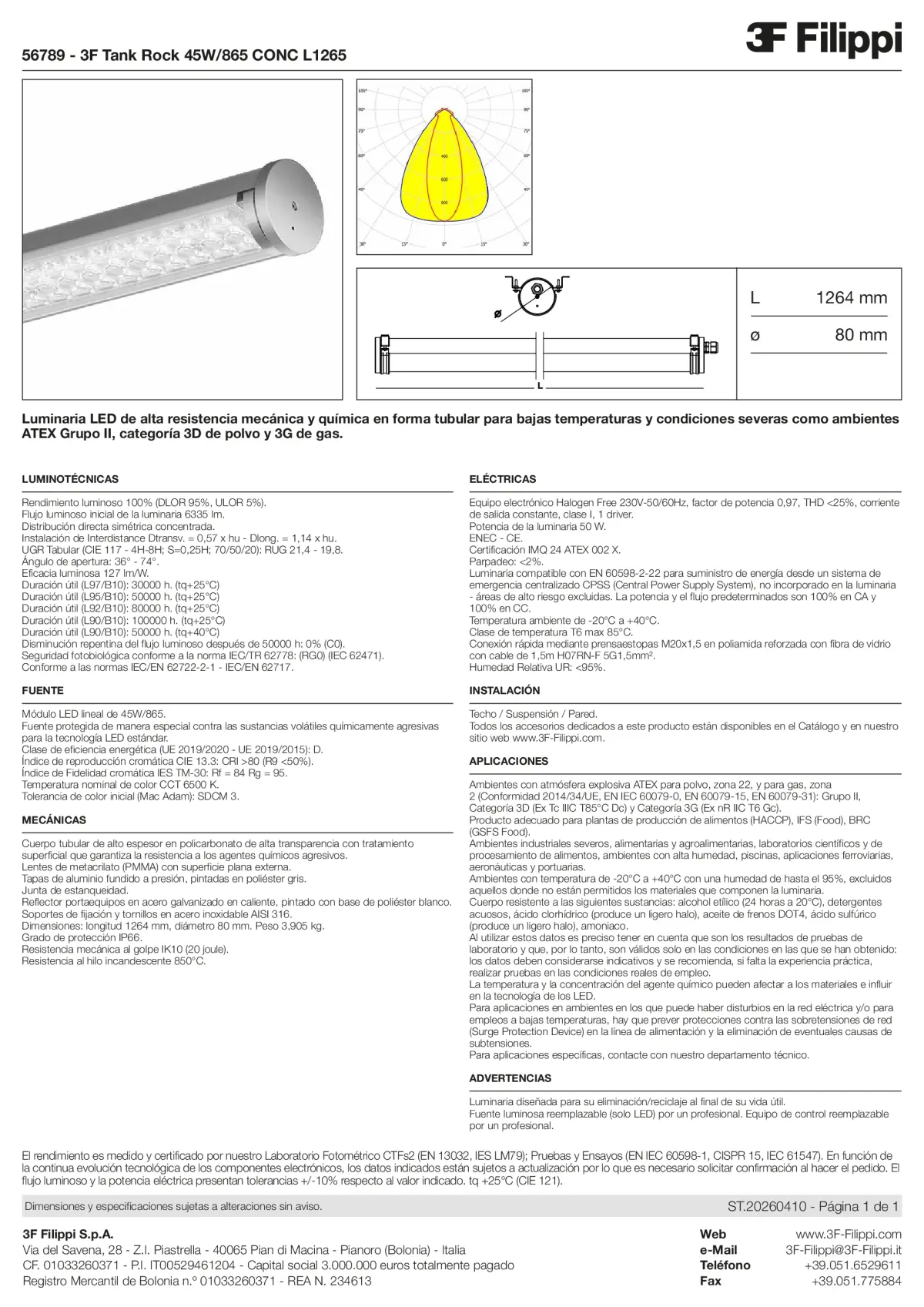56789 - 3F Tank Rock 45W-865 CONC L1265 - Datasheet - es