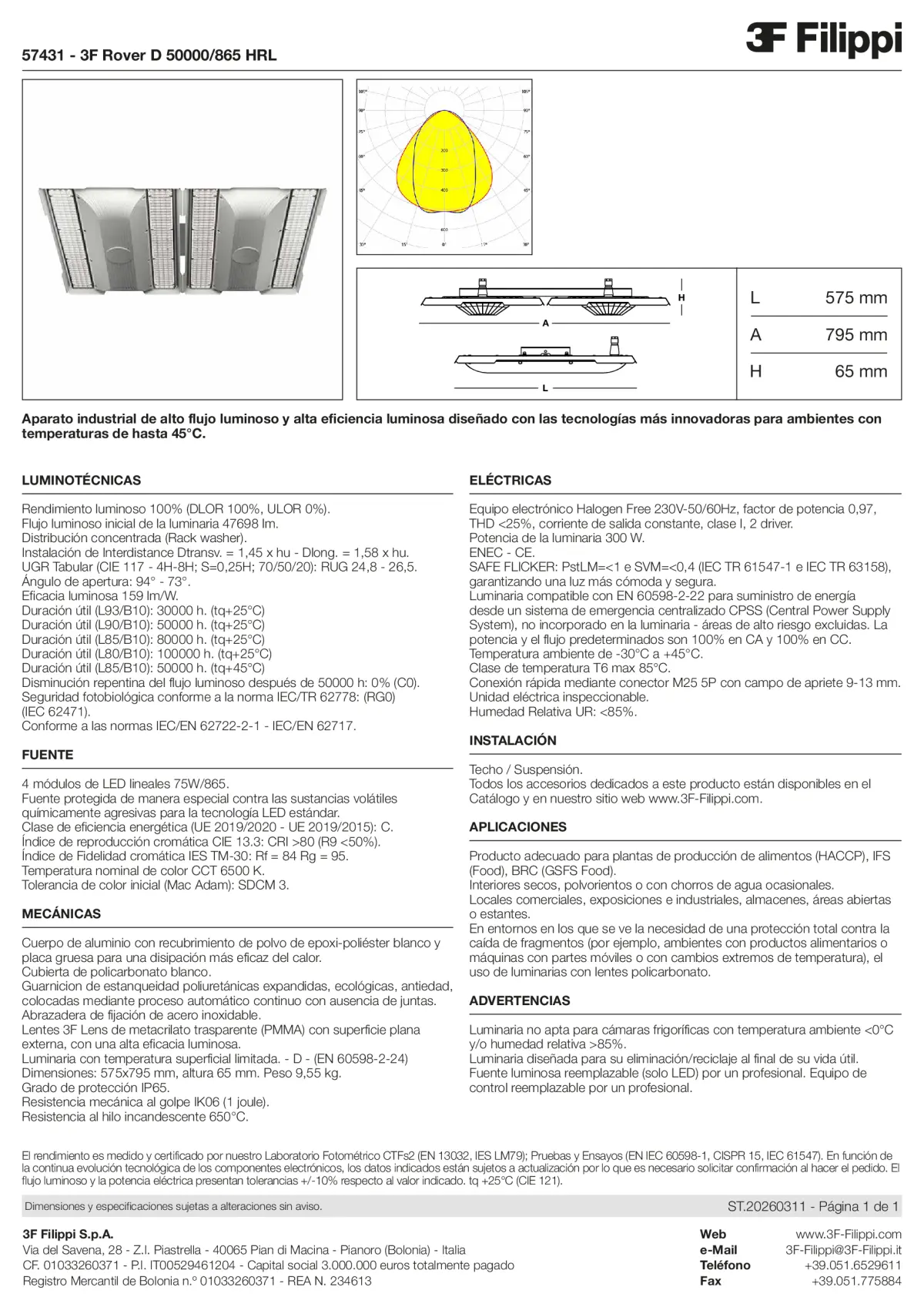 57431 - 3F Rover D 50000-865 HRL - Datasheet - es