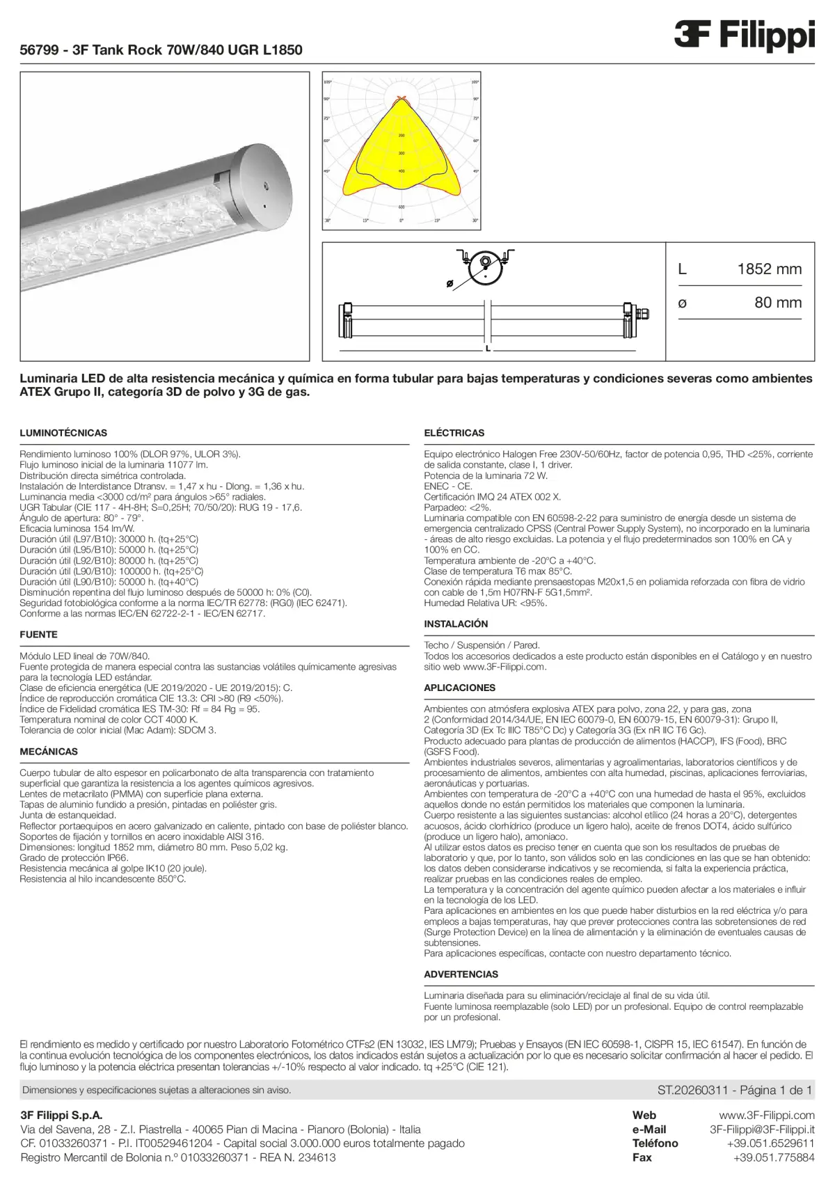 56799 - 3F Tank Rock 70W-840 UGR L1850 - Datasheet - es