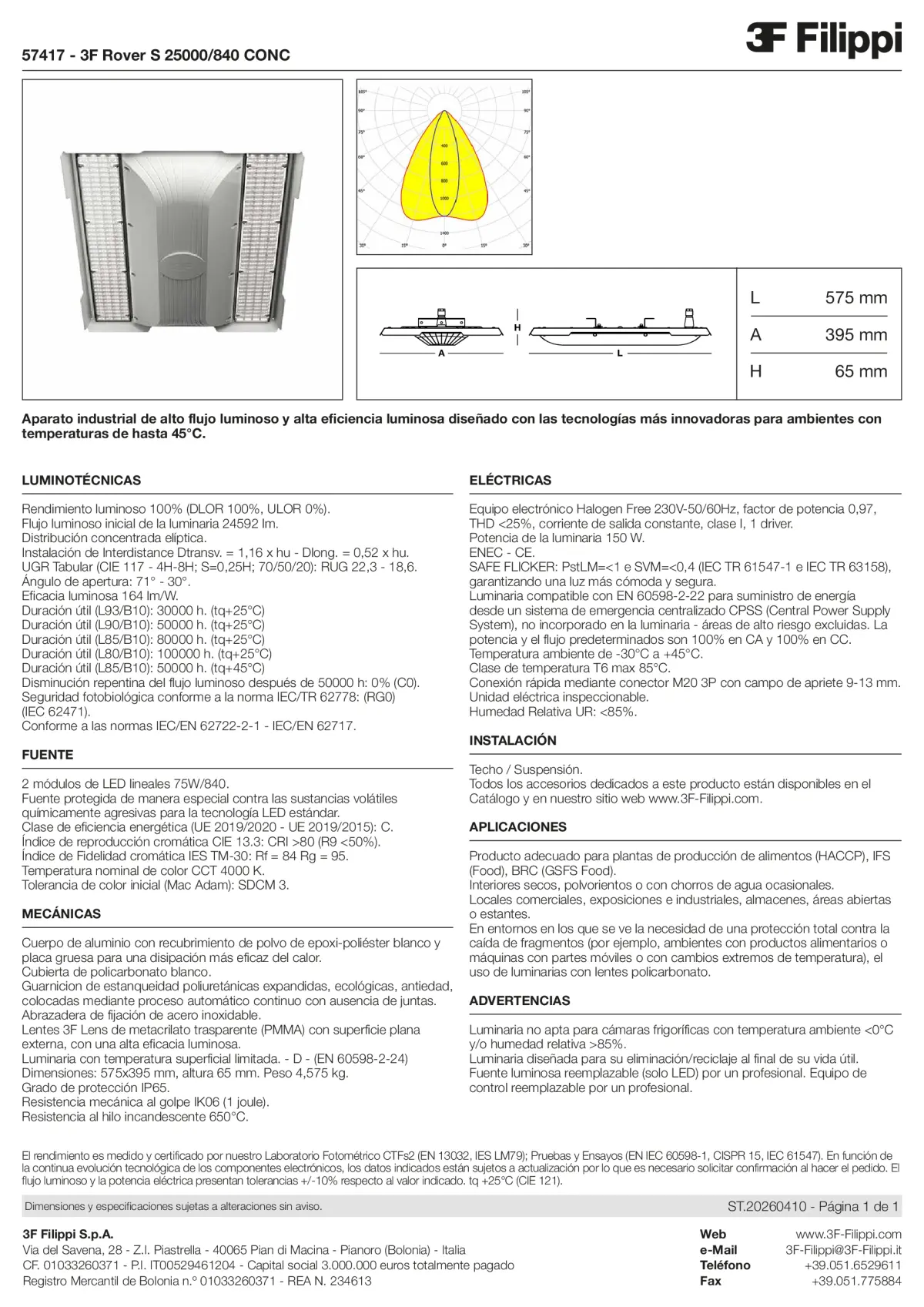57417 - 3F Rover S 25000-840 CONC - Datasheet - es