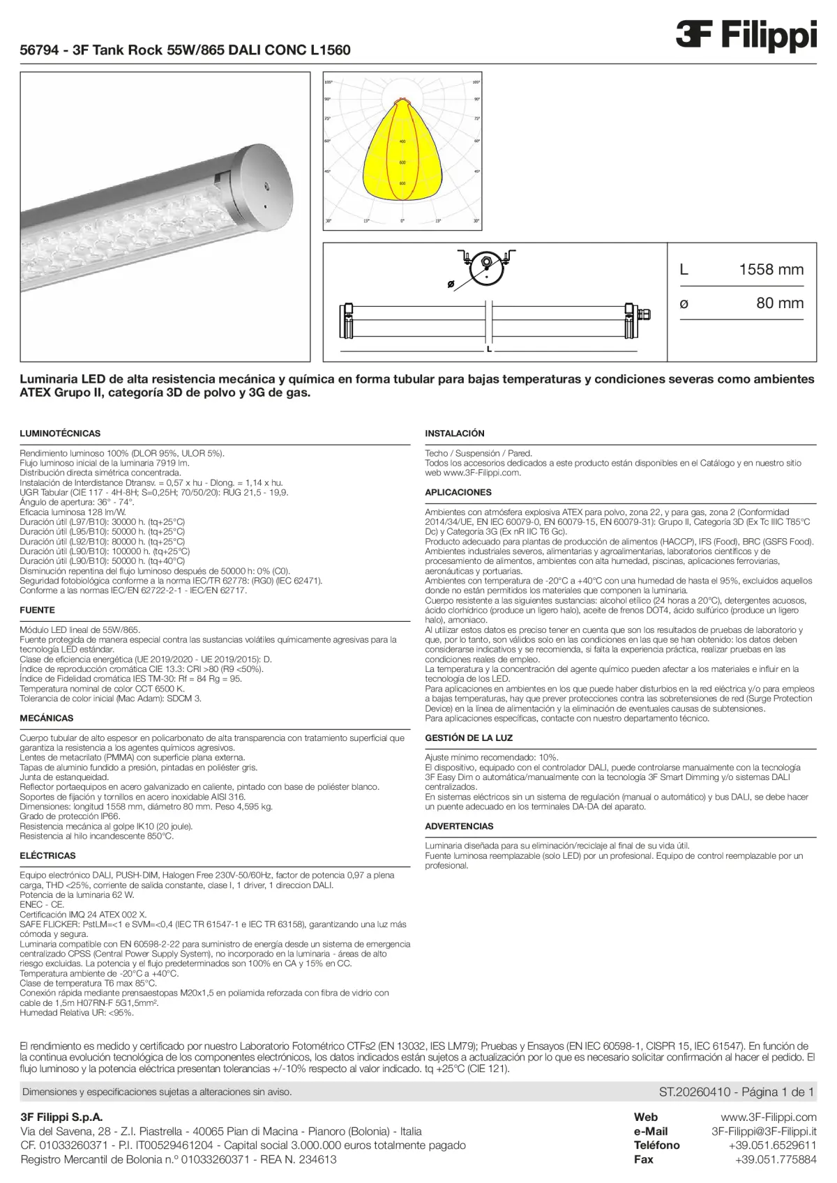 56794 - 3F Tank Rock 55W-865 DALI CONC L1560 - Datasheet - es