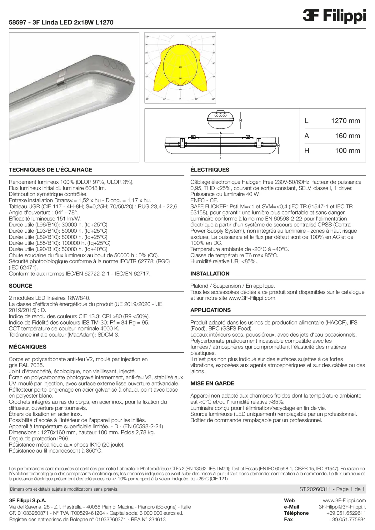 58597 - 3F Linda LED 2x18W L1270 - Datasheet - fr
