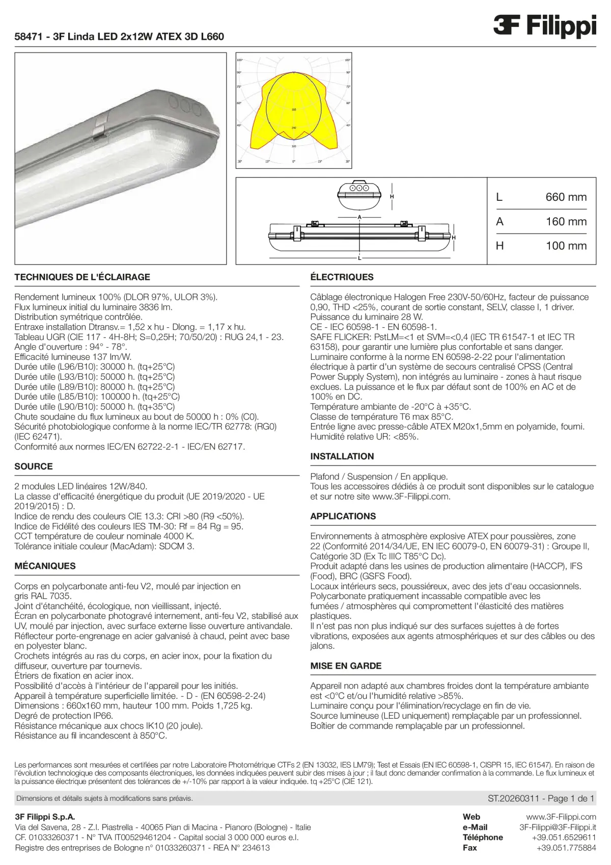 58471 - 3F Linda LED 2x12W ATEX 3D L660 - Datasheet - fr
