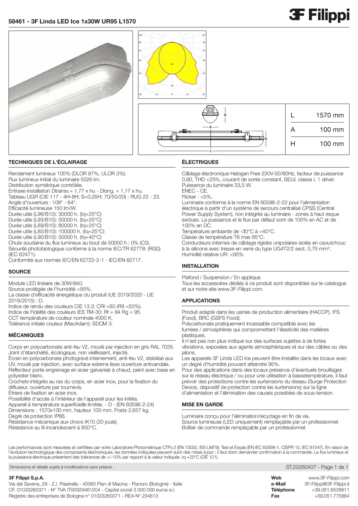 58461 - 3F Linda LED Ice 1x30W UR95 L1570 - Datasheet - fr