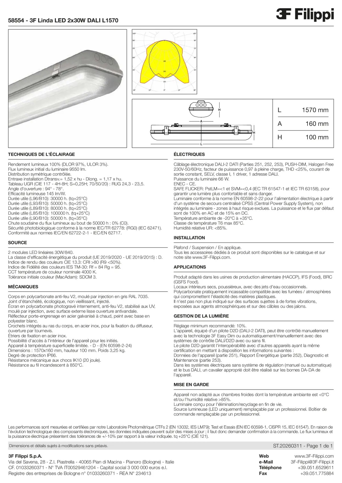 58554 - 3F Linda LED 2x30W DALI L1570 - Datasheet - fr