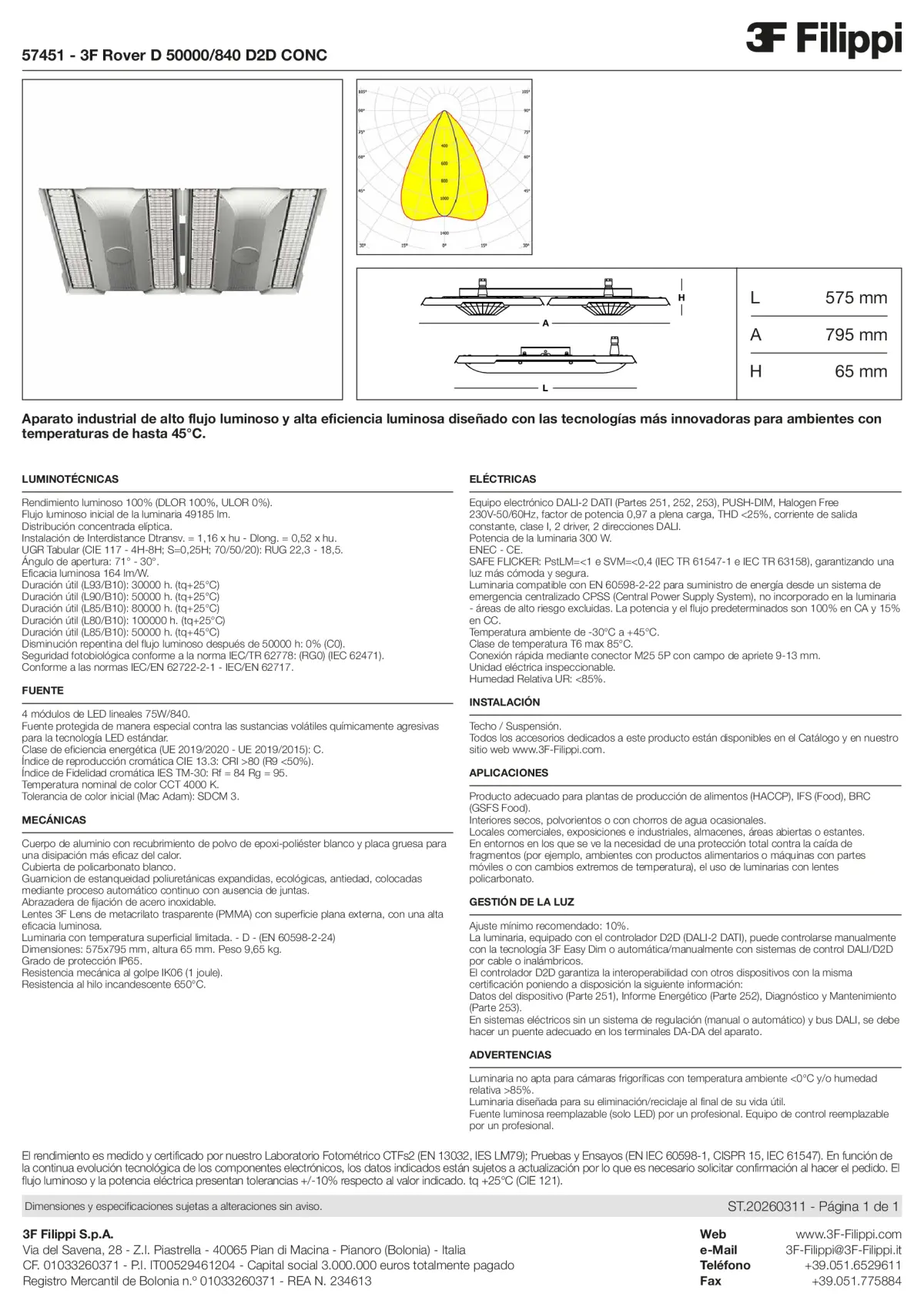 57451 - 3F Rover D 50000-840 D2D CONC - Datasheet - es