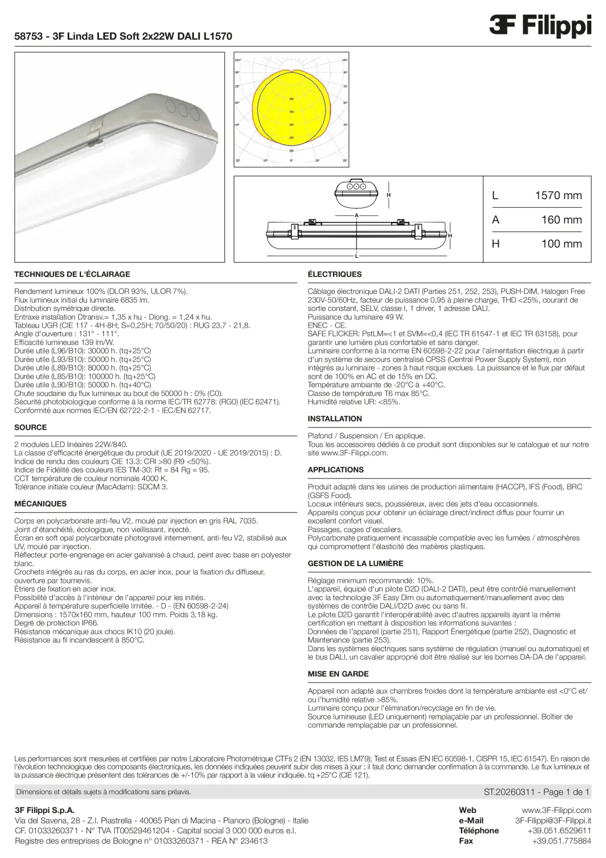 58753 - 3F Linda LED Soft 2x22W DALI L1570 - Datasheet - fr