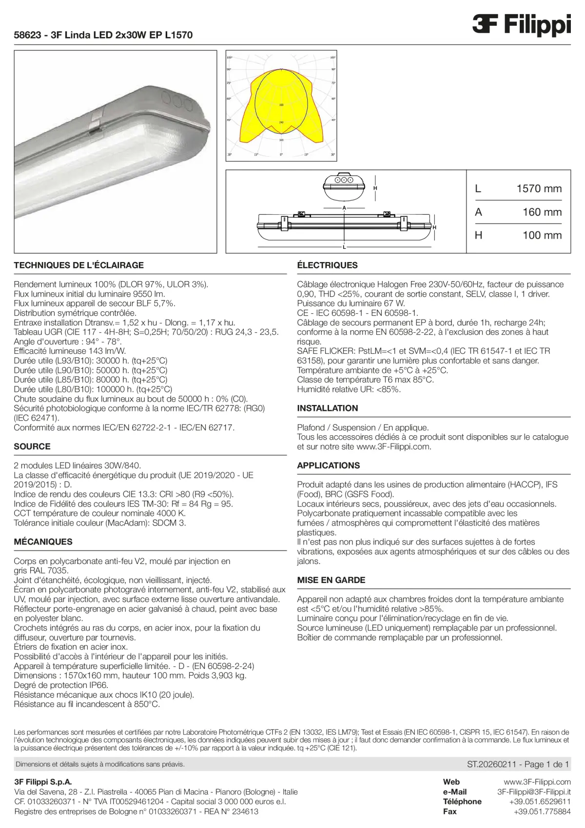 58623 - 3F Linda LED 2x30W EP L1570 - Datasheet - fr