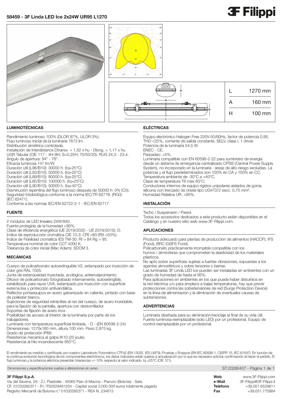 58459 - 3F Linda LED Ice 2x24W UR95 L1270 - Datasheet - es