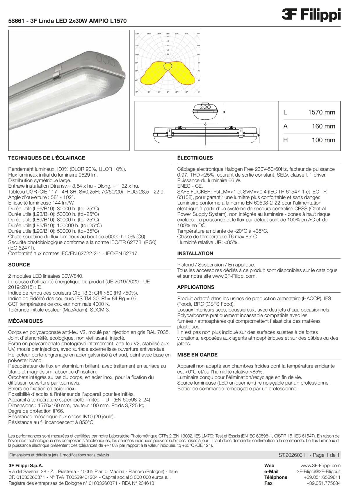 58661 - 3F Linda LED 2x30W AMPIO L1570 - Datasheet - fr