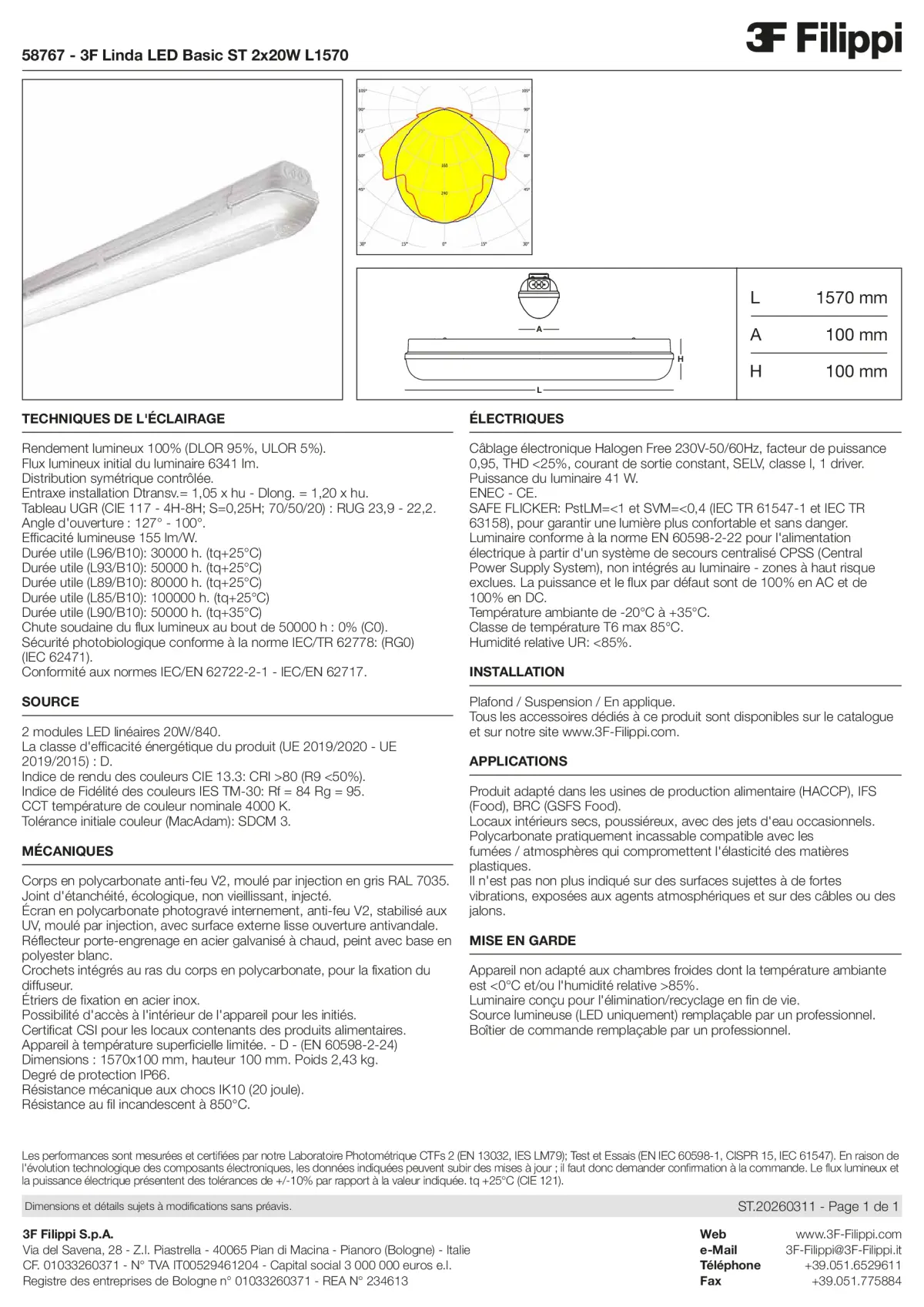 58767 - 3F Linda LED Basic ST 2x20W L1570 - Datasheet - fr