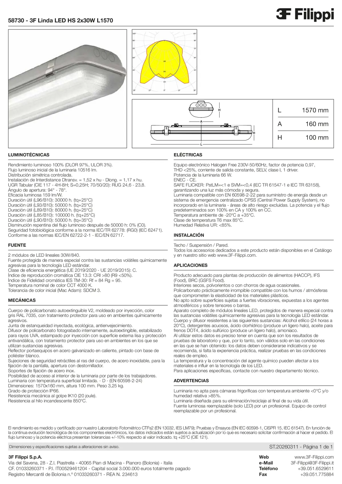 58730 - 3F Linda LED HS 2x30W L1570 - Datasheet - es