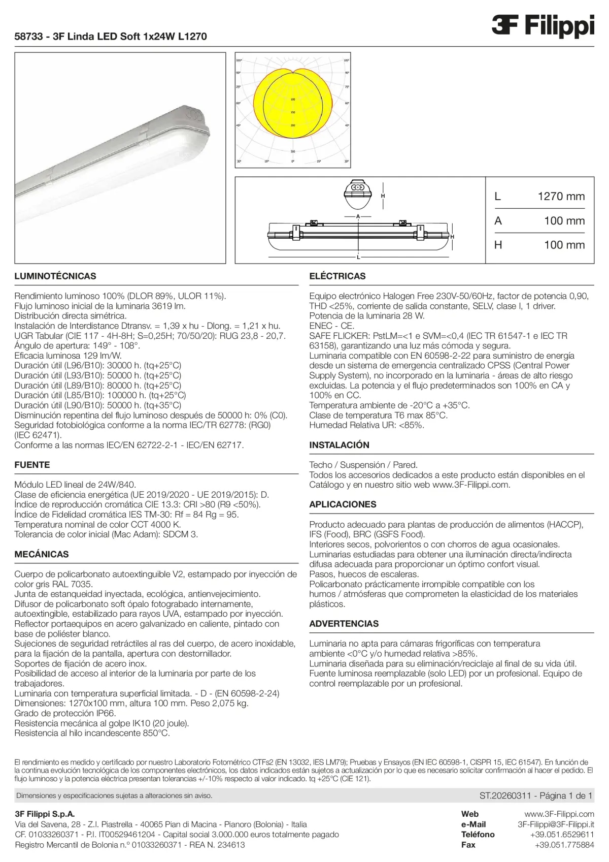 58733 - 3F Linda LED Soft 1x24W L1270 - Datasheet - es