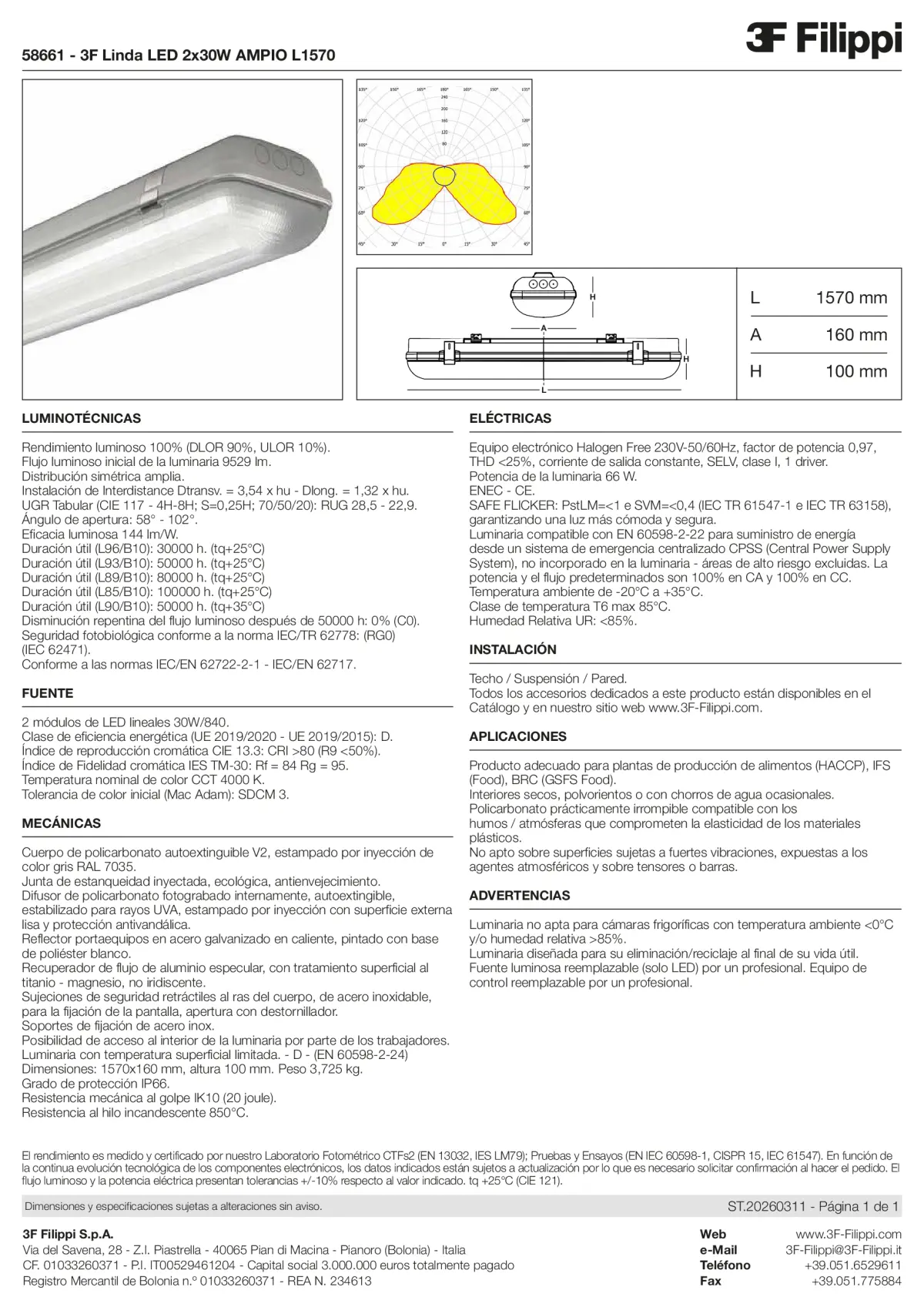 58661 - 3F Linda LED 2x30W AMPIO L1570 - Datasheet - es