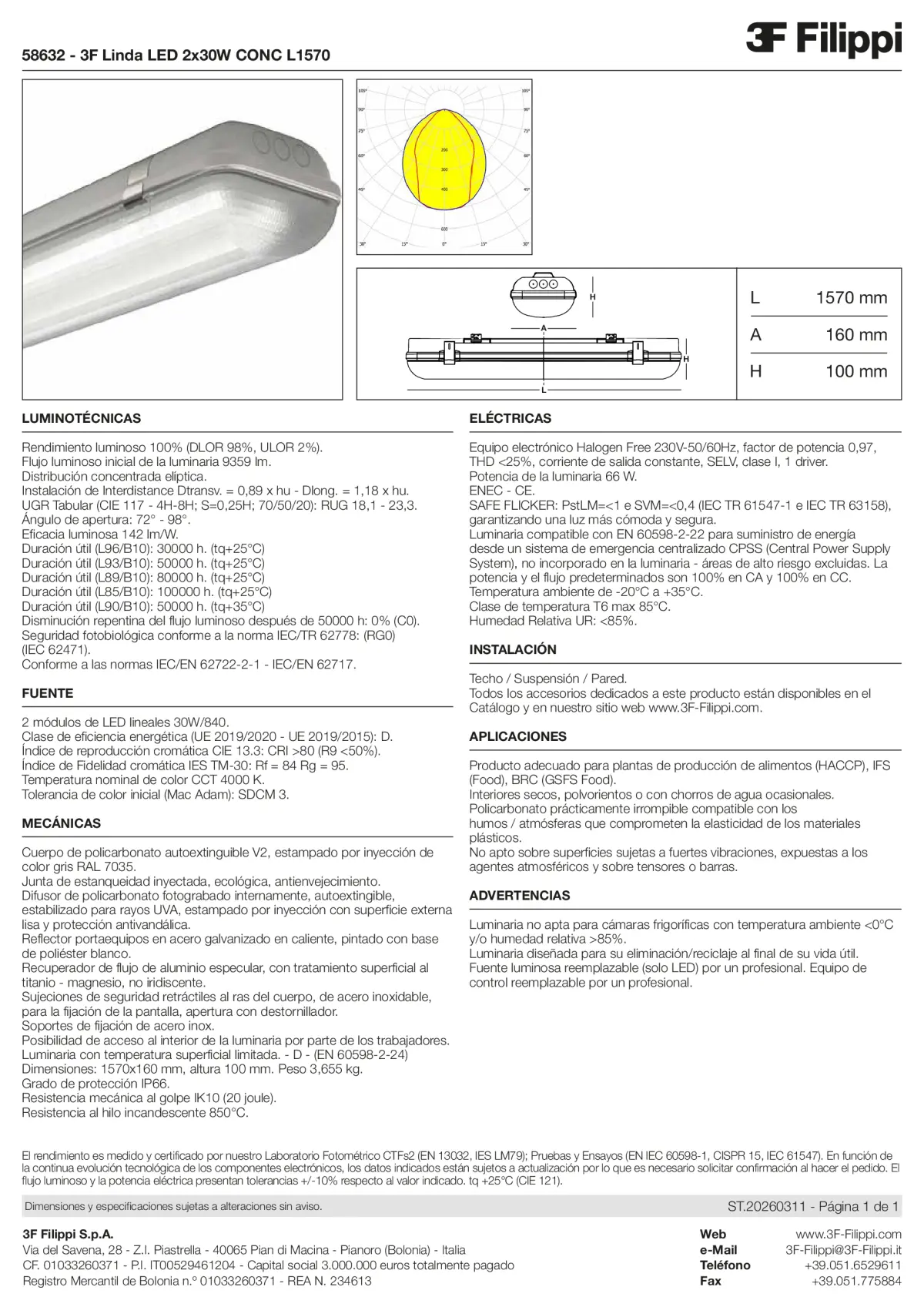 58632 - 3F Linda LED 2x30W CONC L1570 - Datasheet - es