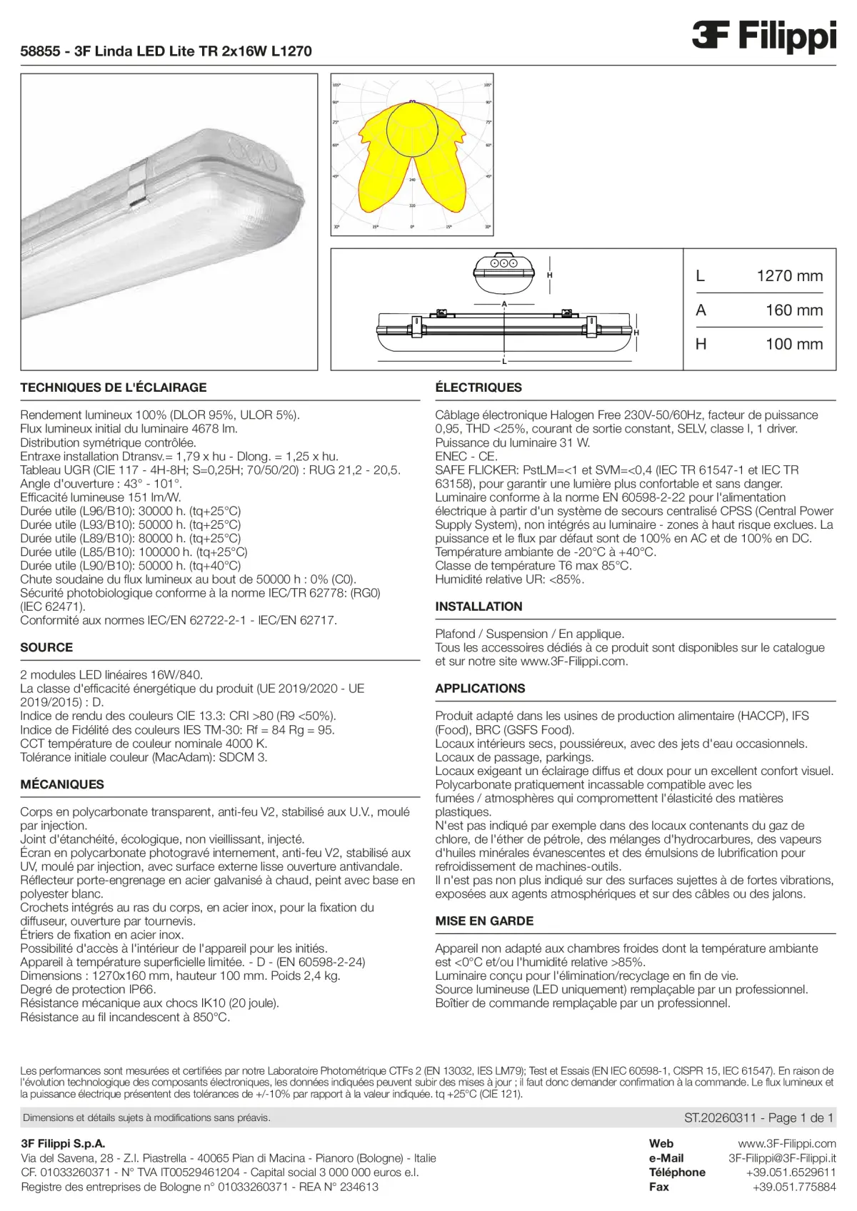 58855 - 3F Linda LED Lite TR 2x16W L1270 - Datasheet - fr