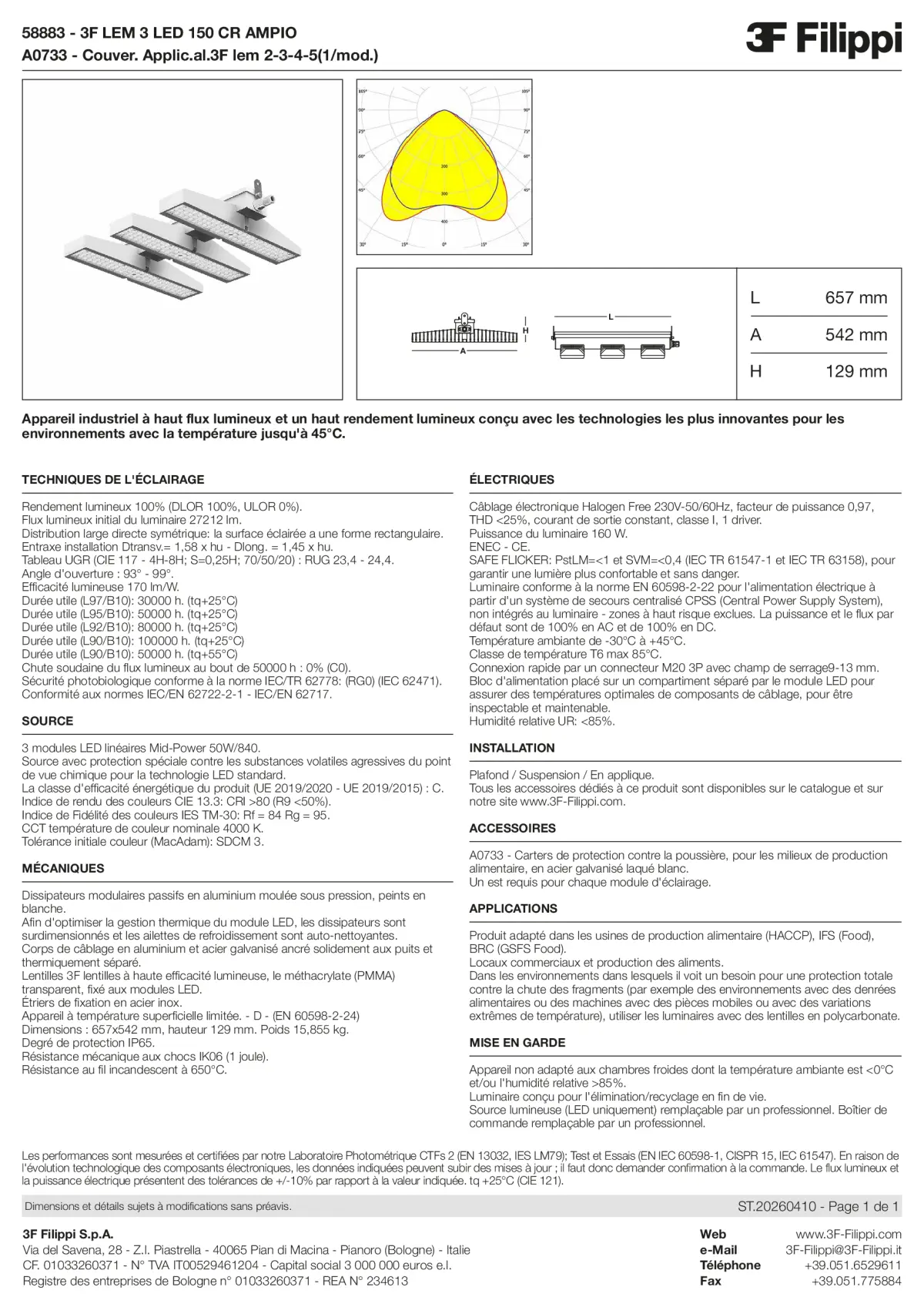 58883+A0733 - 3F LEM 3 LED 150 CR AMPIO + FOOD - Datasheet - fr