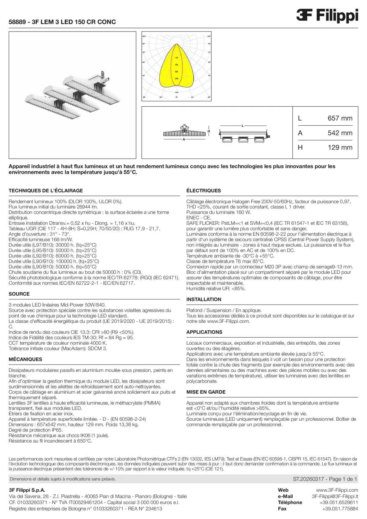 58889 - 3F LEM 3 LED 150 CR CONC - Datasheet - fr