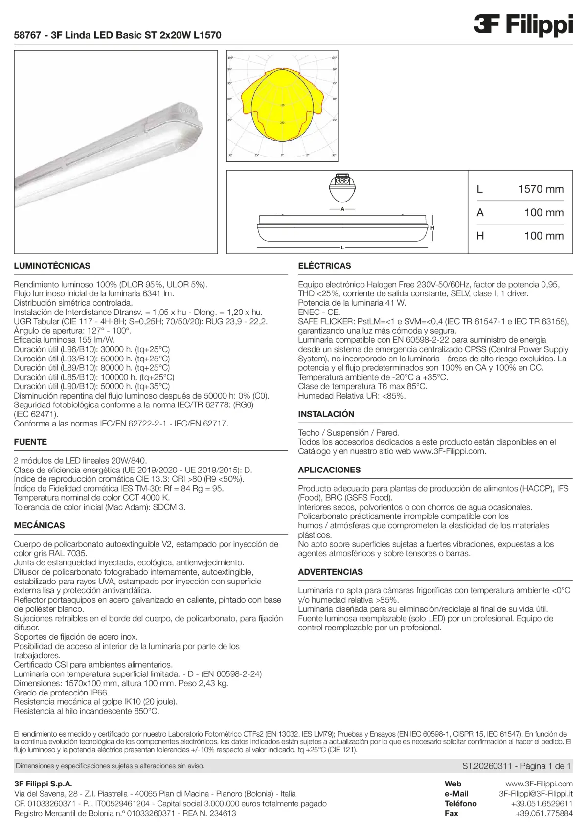 58767 - 3F Linda LED Basic ST 2x20W L1570 - Datasheet - es