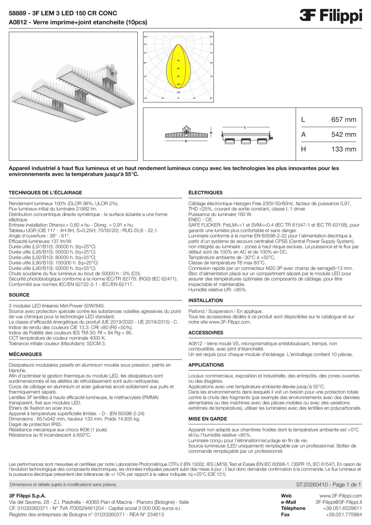 58889+A0812 - 3F LEM 3 LED 150 CR CONC + VS - Datasheet - fr