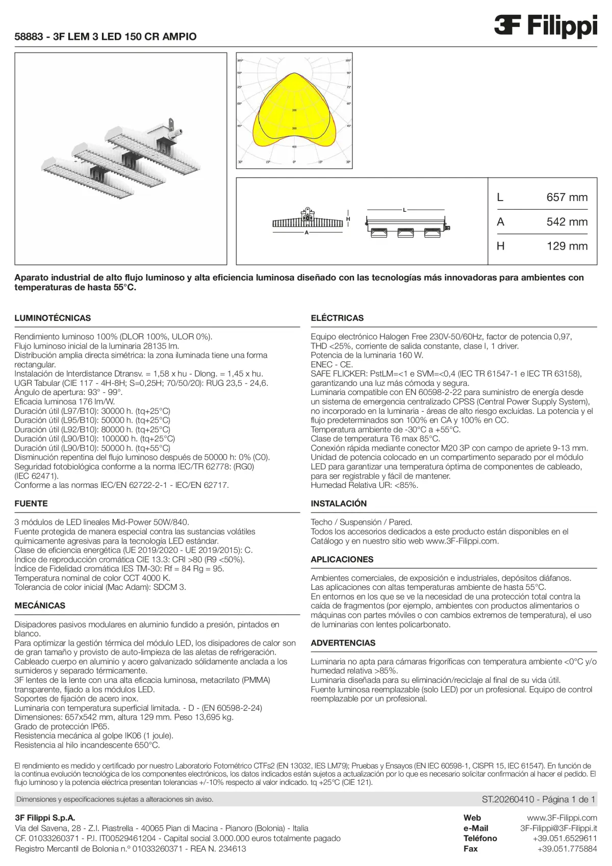 58883 - 3F LEM 3 LED 150 CR AMPIO - Datasheet - es