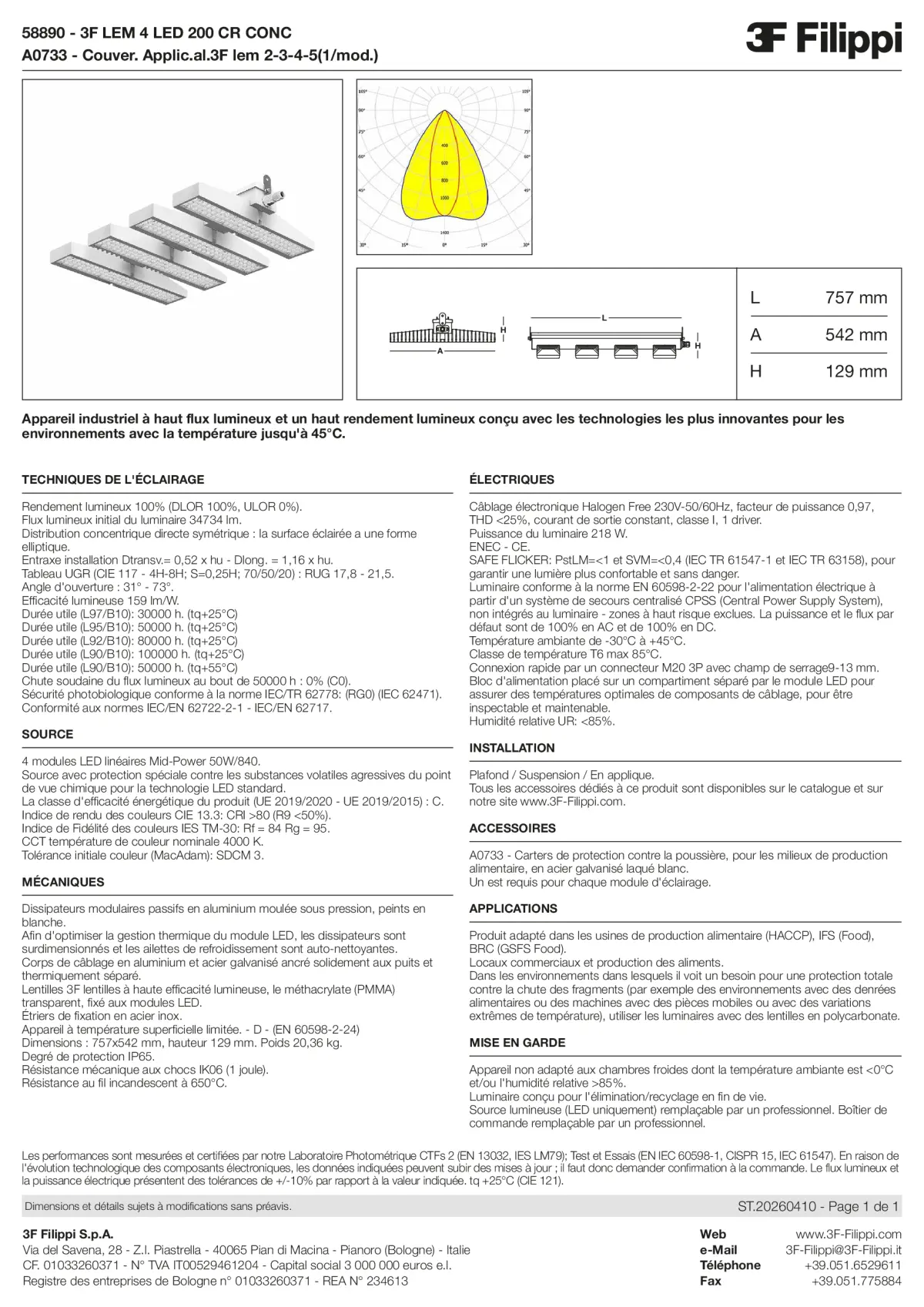 58890+A0733 - 3F LEM 4 LED 200 CR CONC + FOOD - Datasheet - fr
