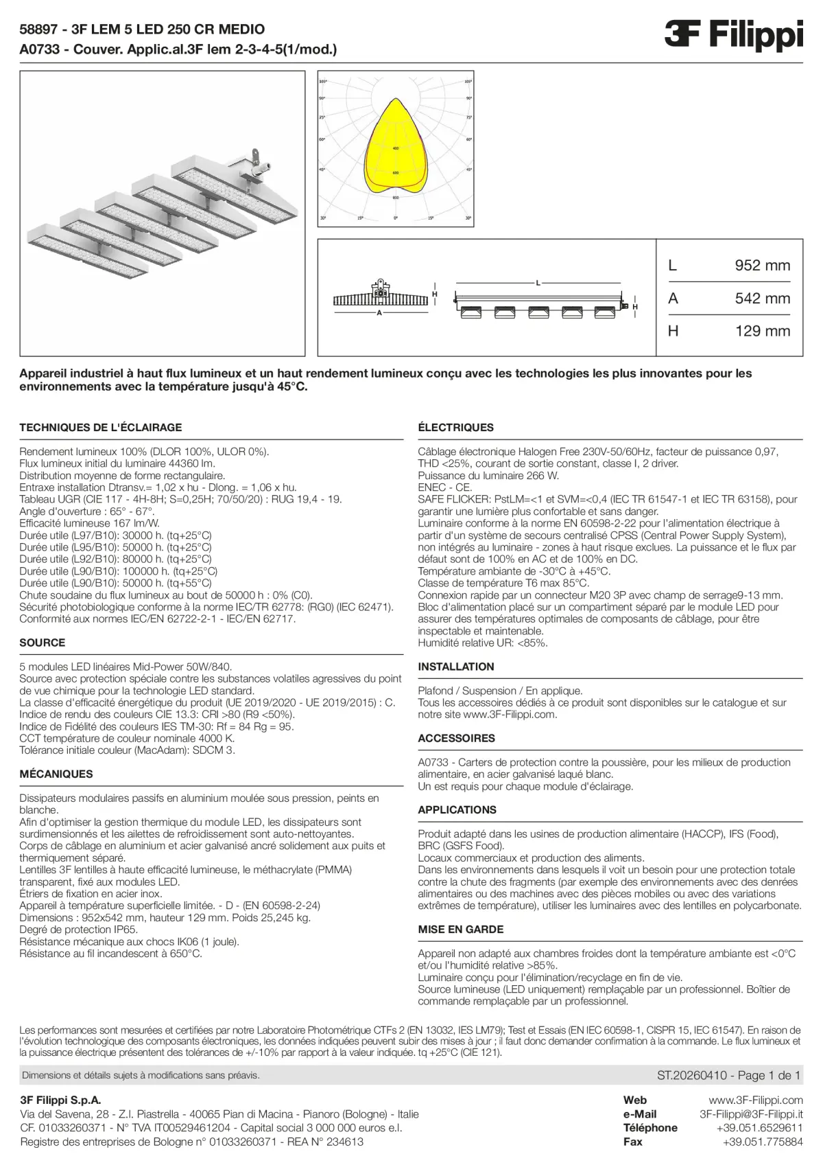58897+A0733 - 3F LEM 5 LED 250 CR MEDIO + FOOD - Datasheet - fr