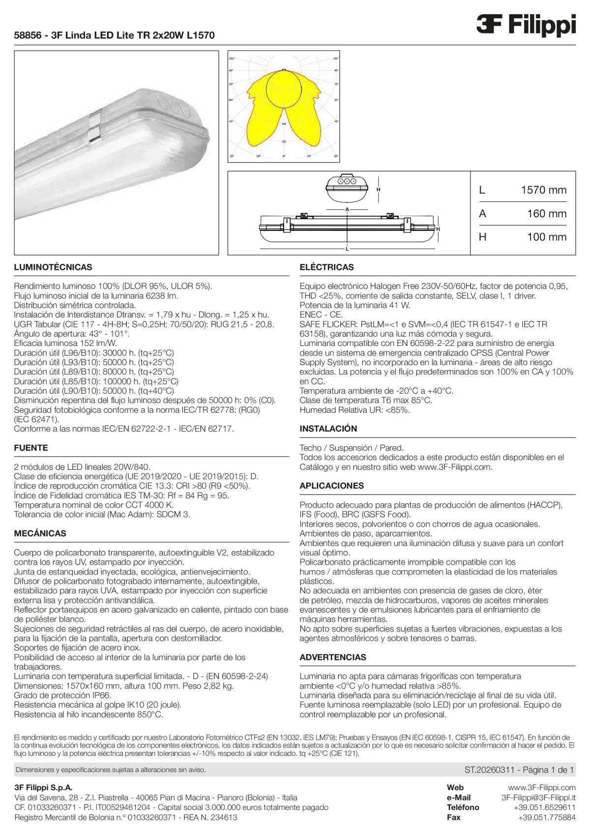 58856 - 3F Linda LED Lite TR 2x20W L1570 - Datasheet - es