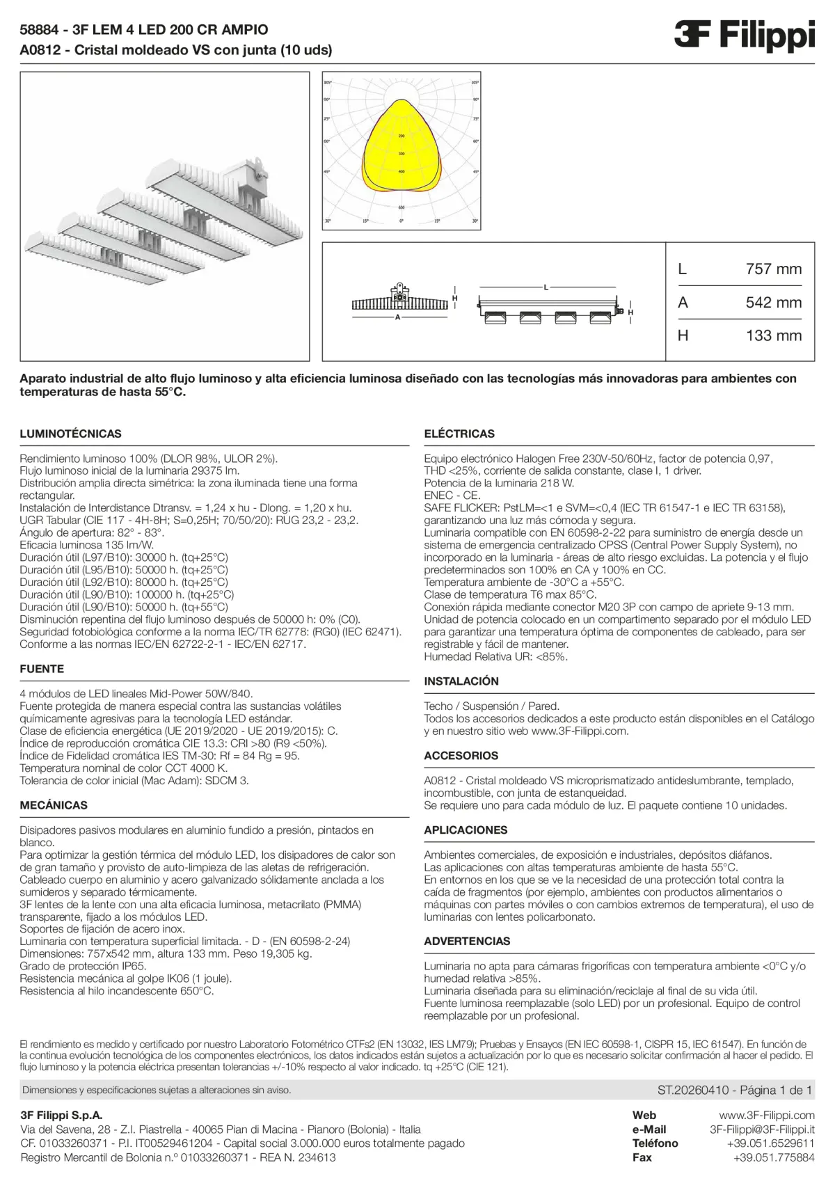 58884+A0812 - 3F LEM 4 LED 200 CR AMPIO + VS - Datasheet - es