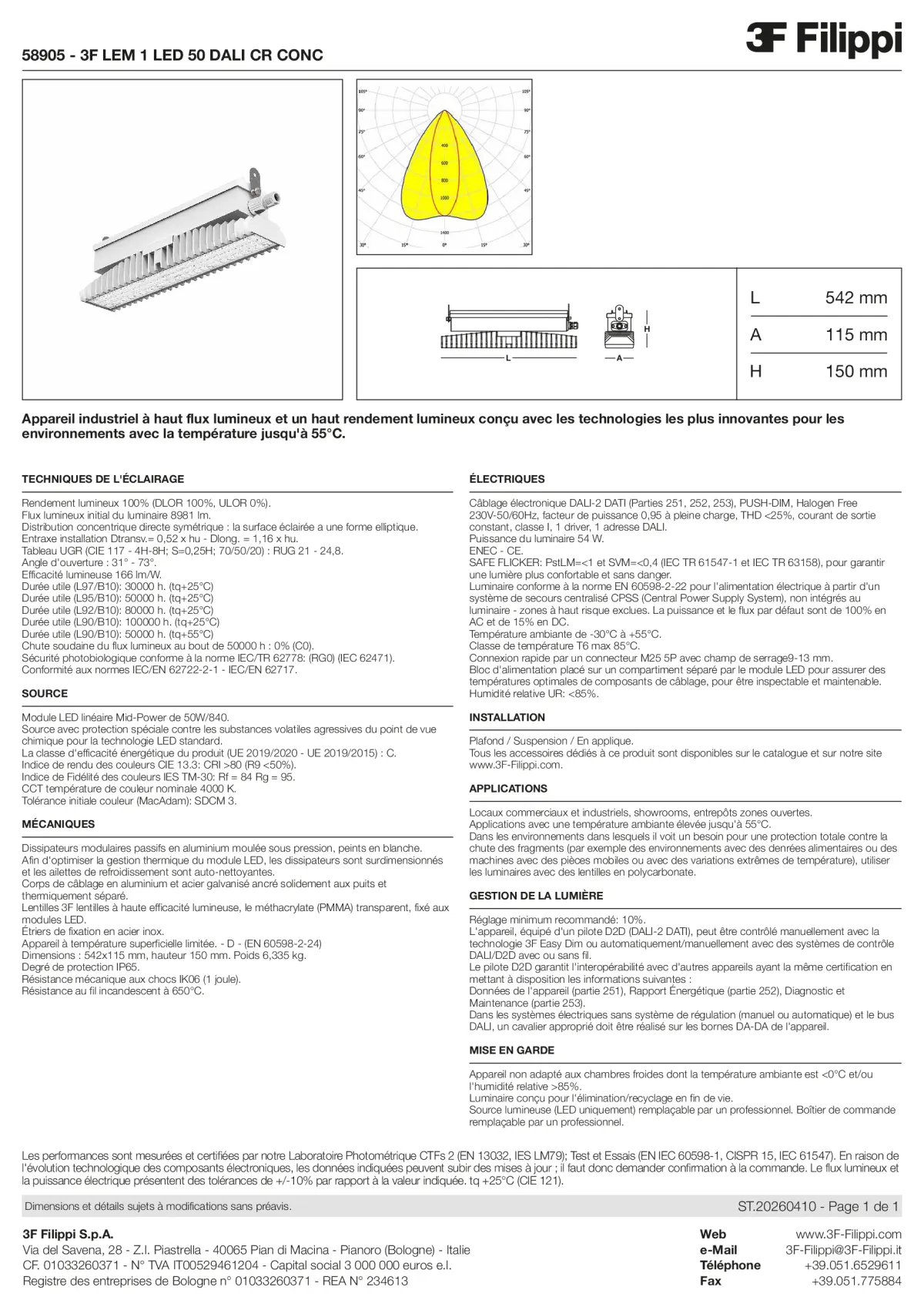 58905 - 3F LEM 1 LED 50 DALI CR CONC - Datasheet - fr