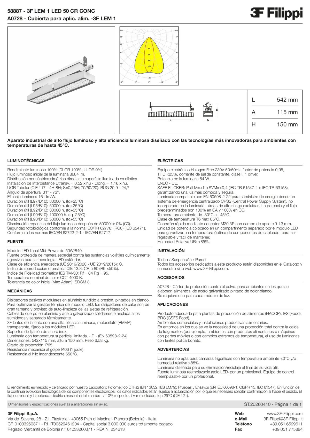 58887+A0728 - 3F LEM 1 LED 50 CR CONC + FOOD - Datasheet - es