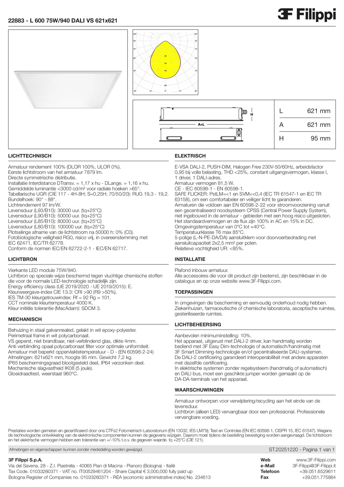 22883 - L 600 75W-940 DALI VS 621x621 - Datasheet - nl