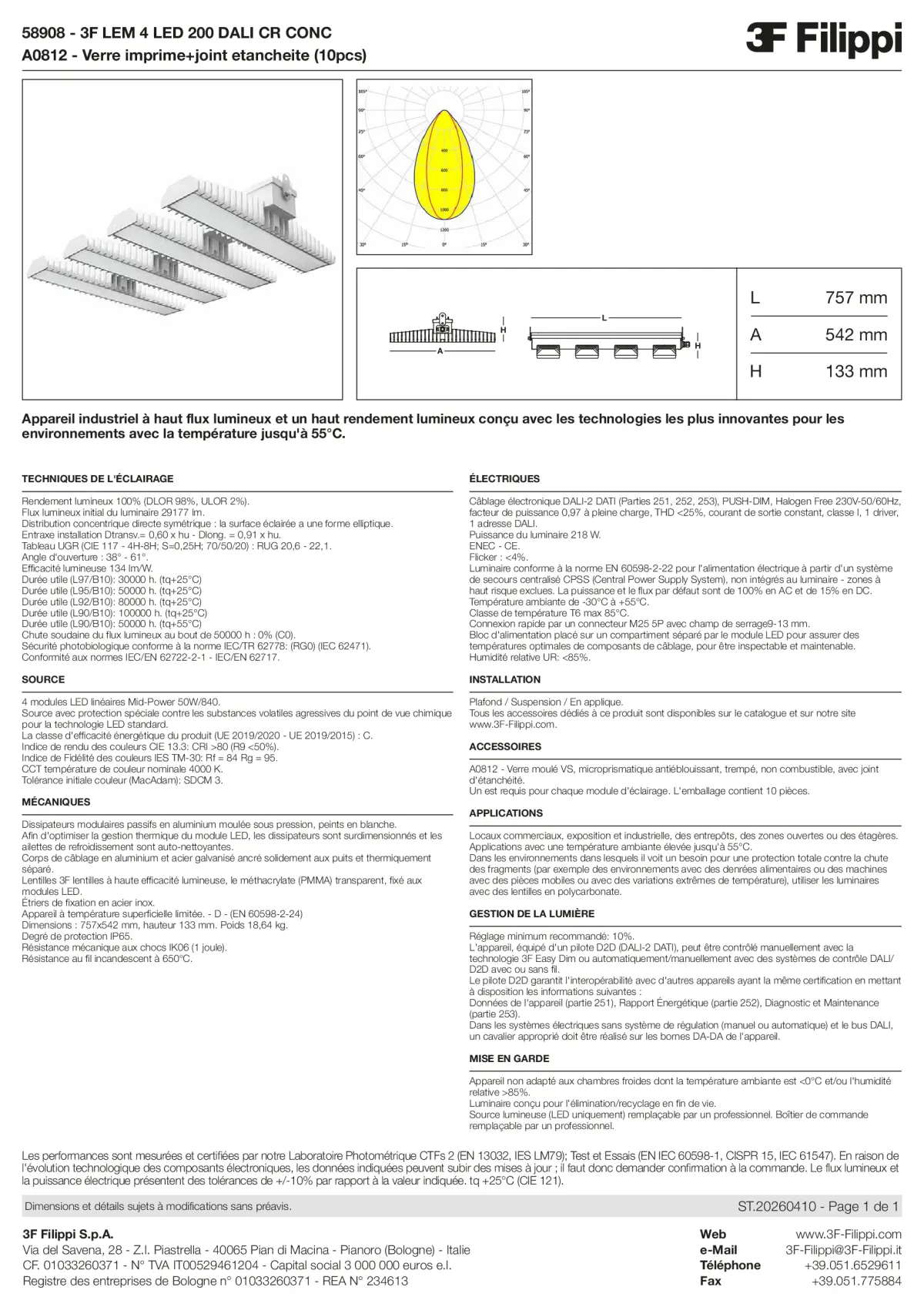 58908+A0812 - 3F LEM 4 LED 200 DALI CR CONC + VS - Datasheet - fr
