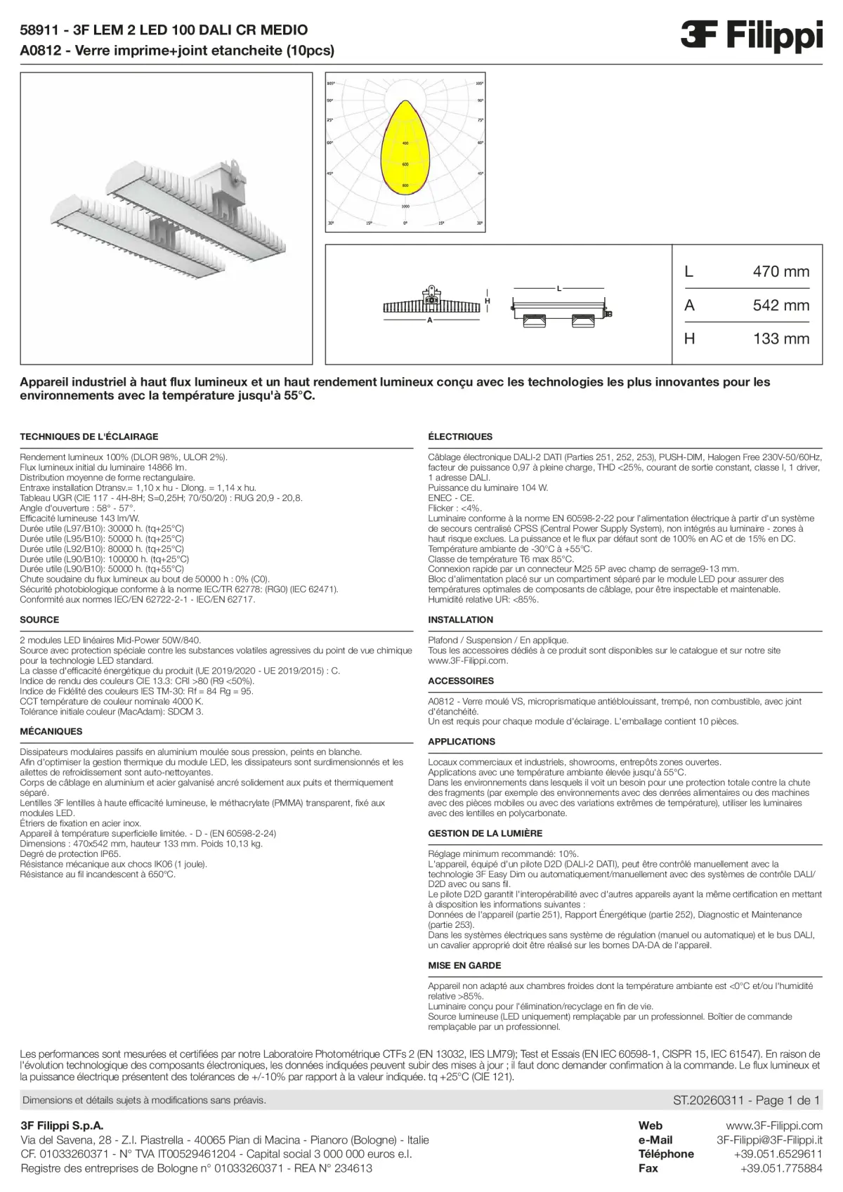 58911+A0812 - 3F LEM 2 LED 100 DALI CR MEDIO + VS - Datasheet - fr