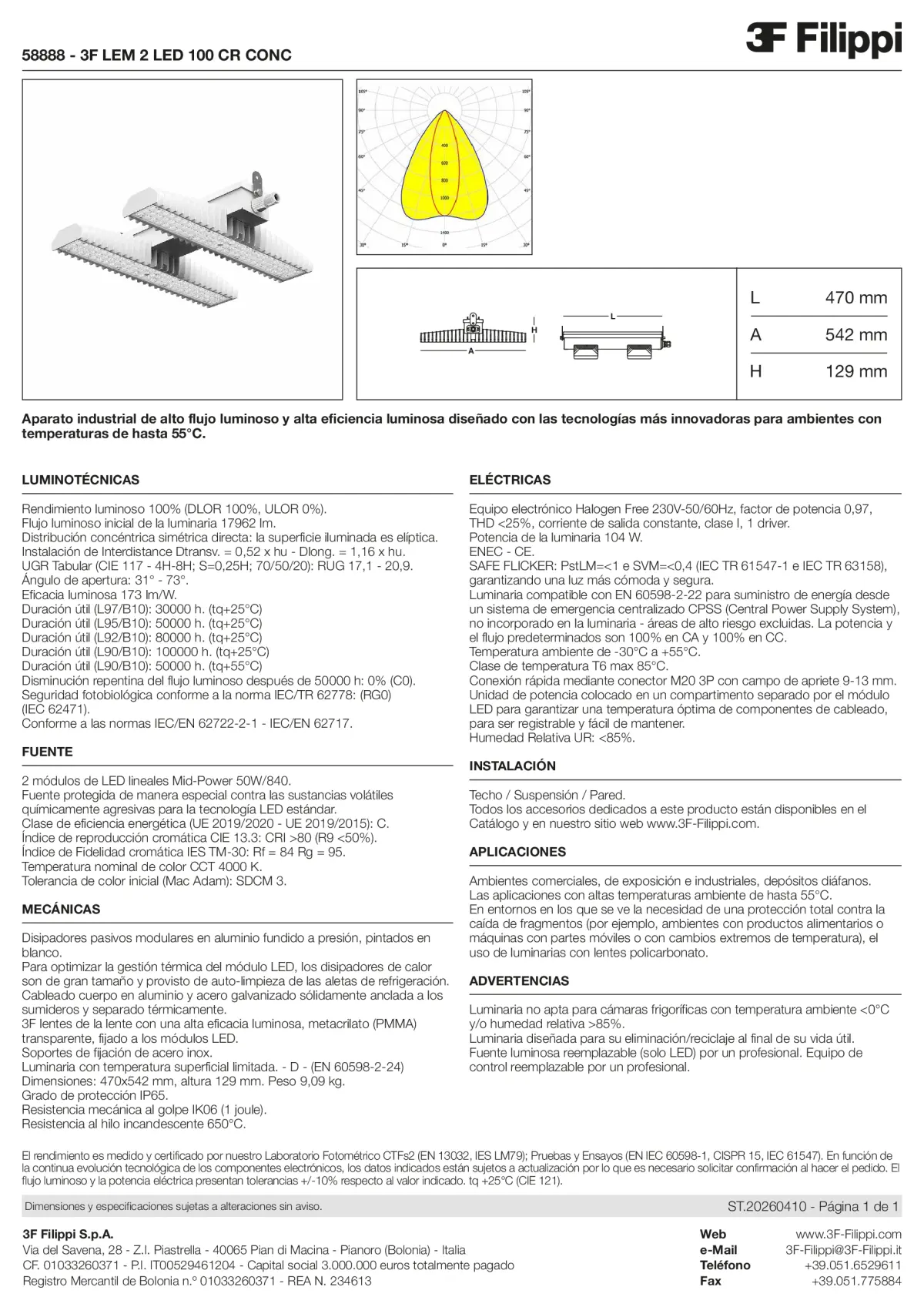 58888 - 3F LEM 2 LED 100 CR CONC - Datasheet - es