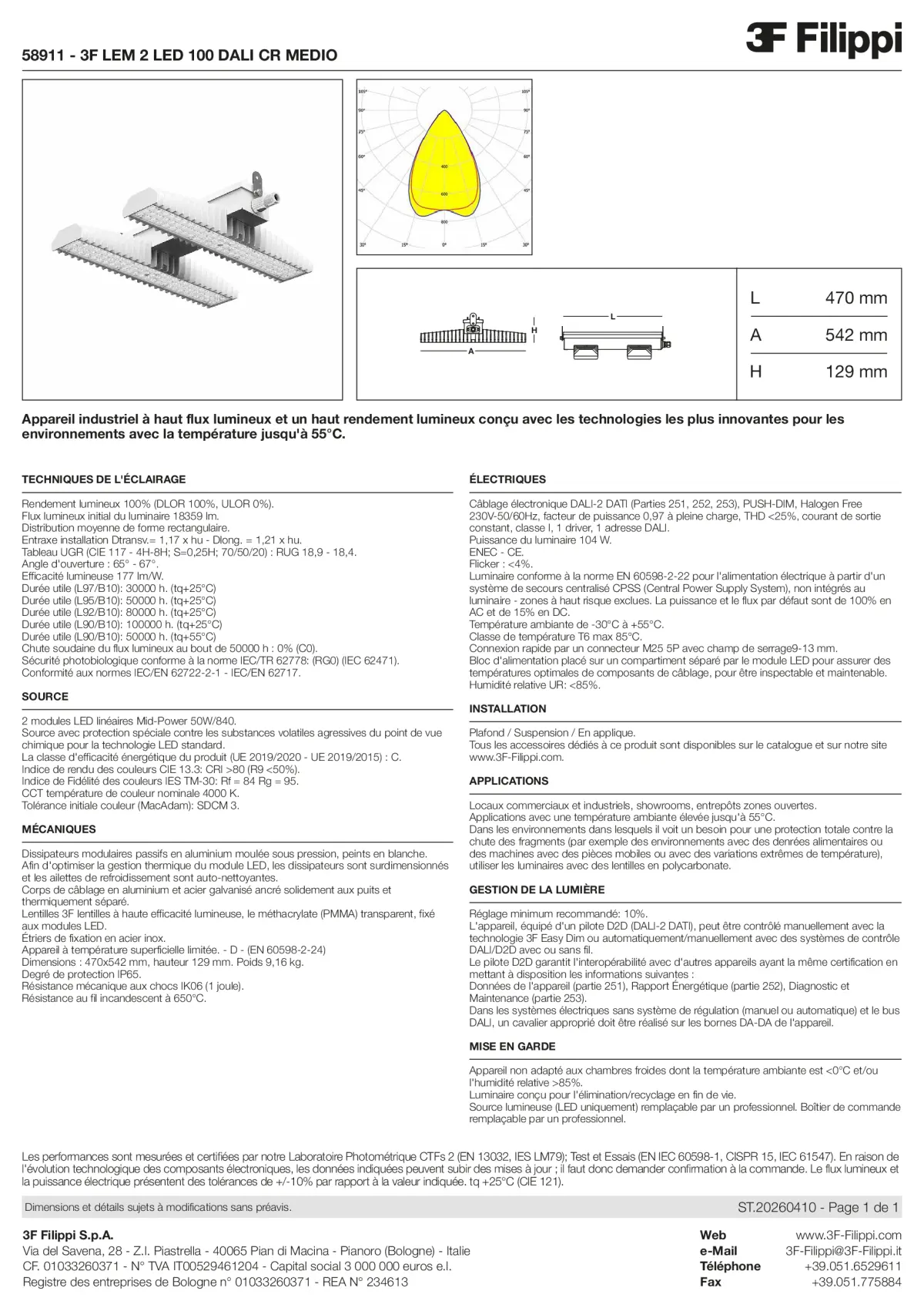 58911 - 3F LEM 2 LED 100 DALI CR MEDIO - Datasheet - fr
