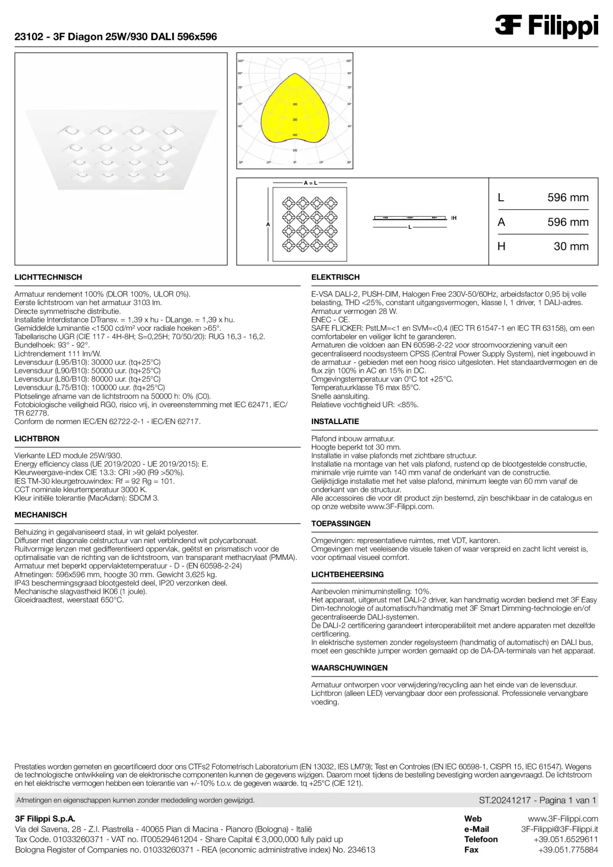 23102 - 3F Diagon 25W-930 DALI 596x596 - Datasheet - nl