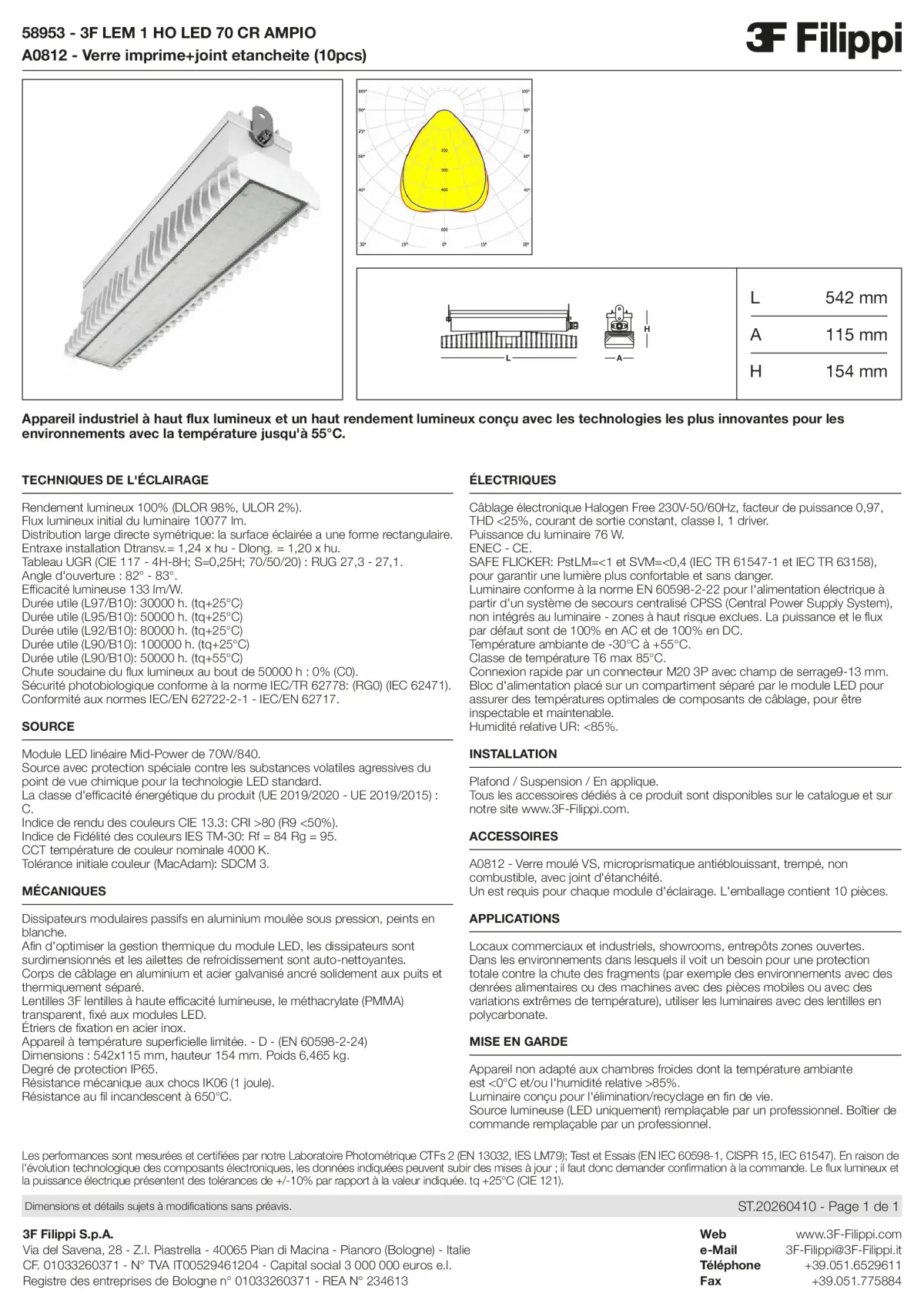 58953+A0812 - 3F LEM 1 HO LED 70 CR AMPIO + VS - Datasheet - fr