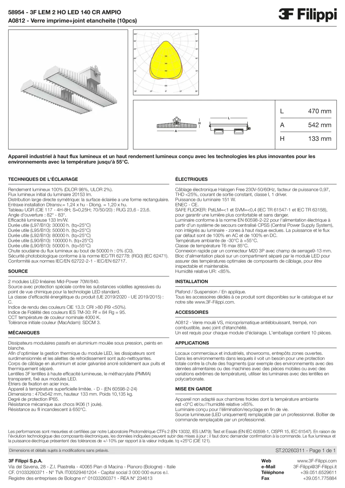 58954+A0812 - 3F LEM 2 HO LED 140 CR AMPIO + VS - Datasheet - fr