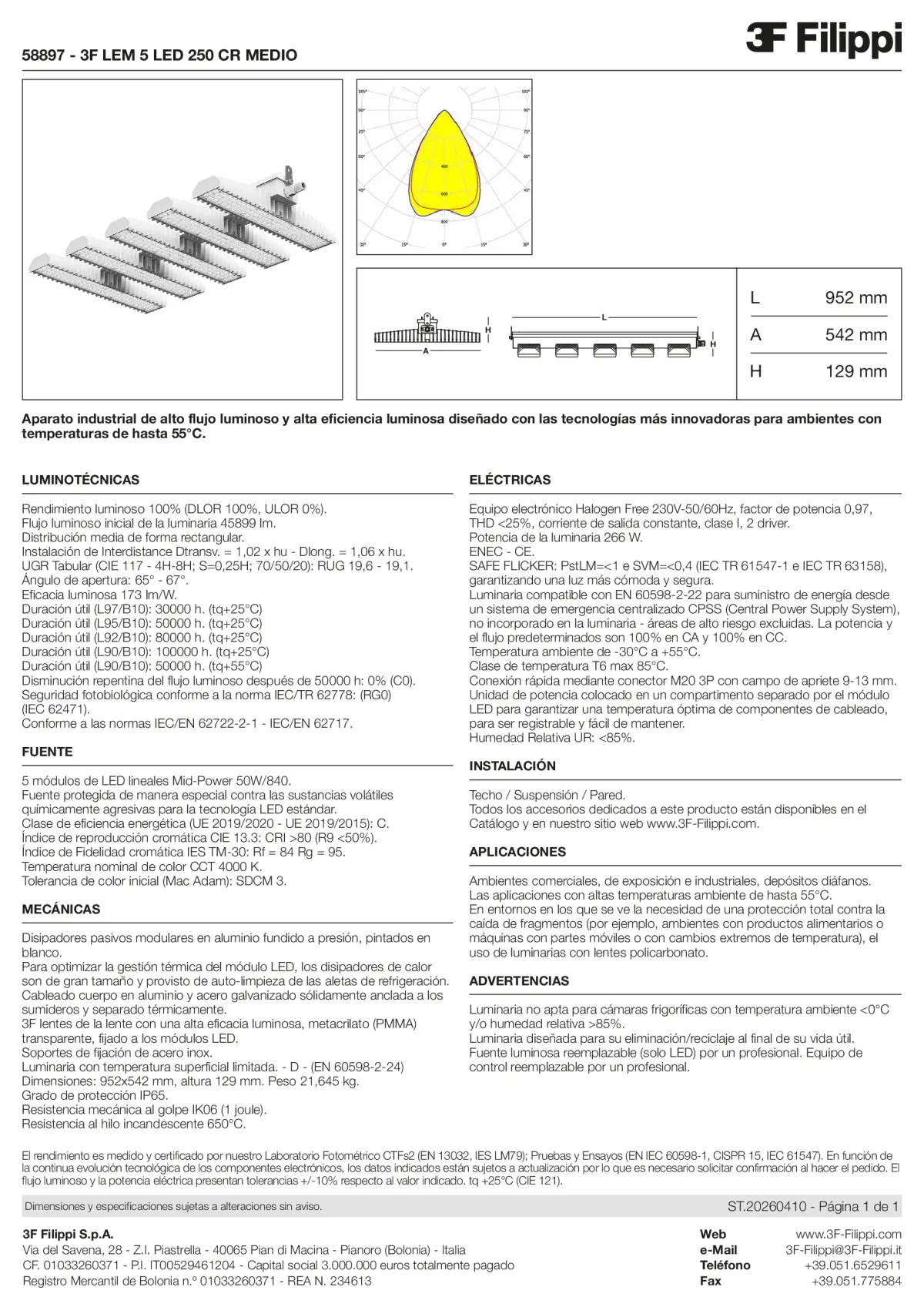 58897 - 3F LEM 5 LED 250 CR MEDIO - Datasheet - es