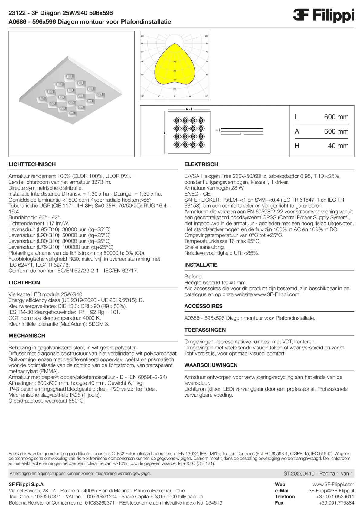 23122+A0686 - 3F Diagon 25W-940 596x596 + Corn.plaf. - Datasheet - nl