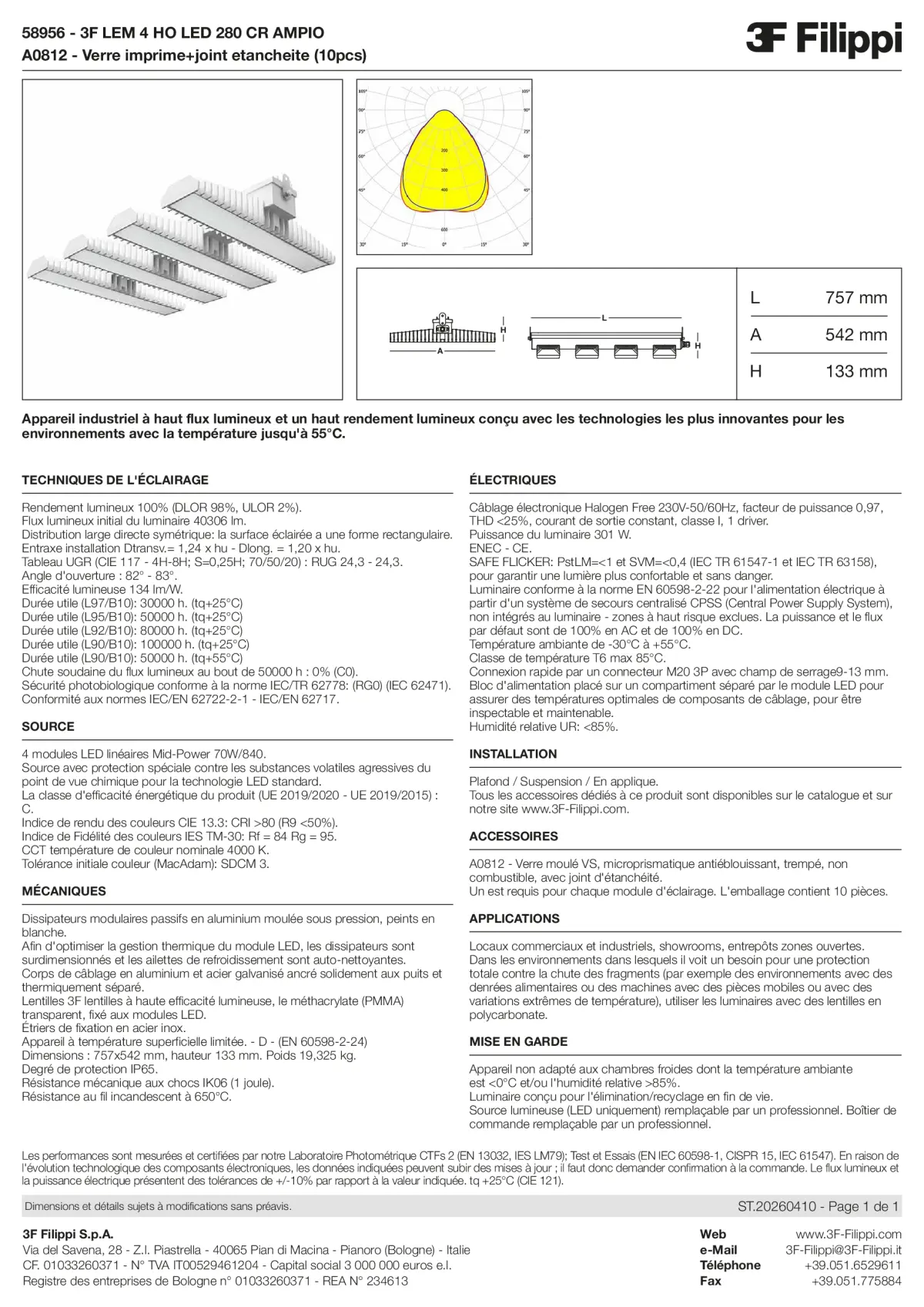 58956+A0812 - 3F LEM 4 HO LED 280 CR AMPIO + VS - Datasheet - fr