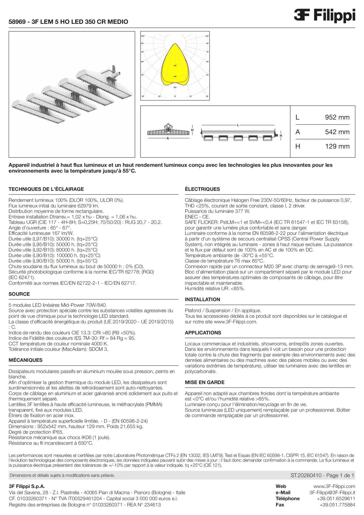 58969 - 3F LEM 5 HO LED 350 CR MEDIO - Datasheet - fr